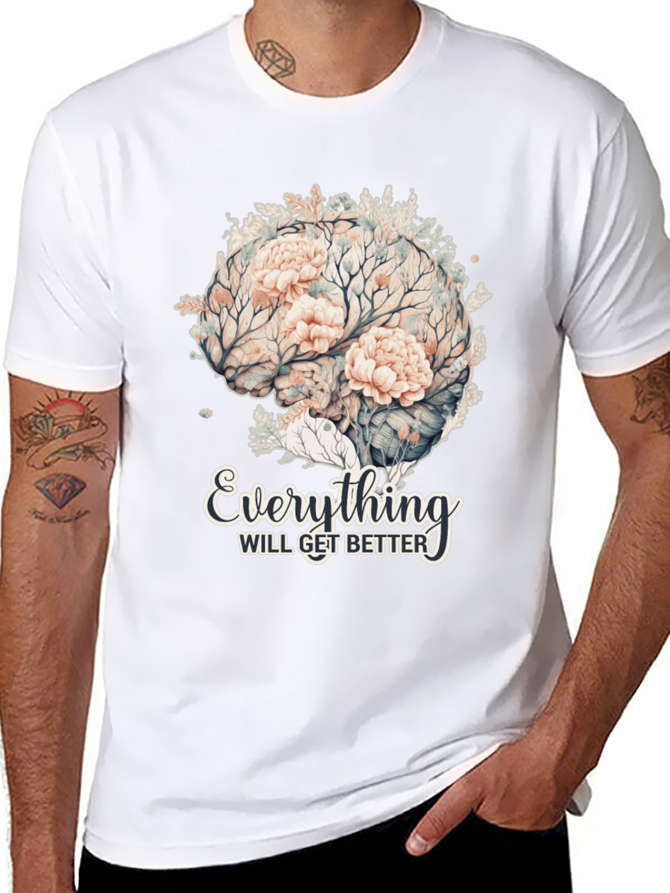 Floral Brain T-Shirt - Everything Will Get Better
