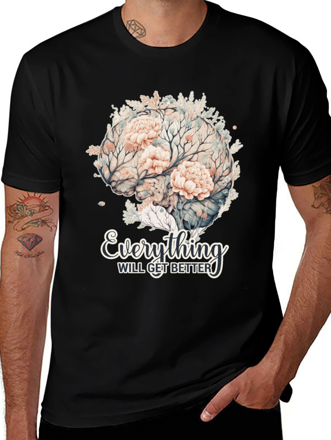 Floral Brain T-Shirt - Everything Will Get Better