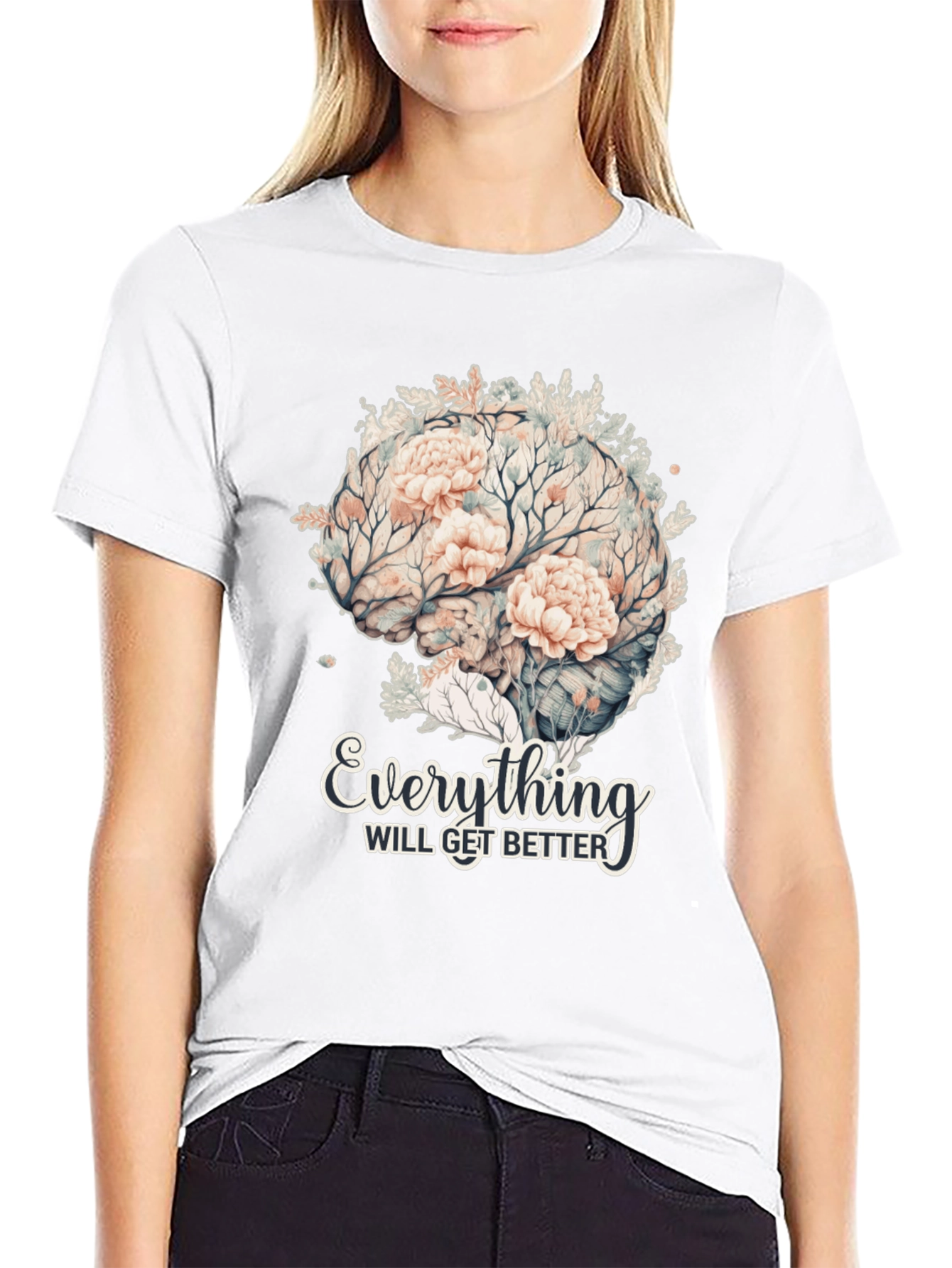 Floral Brain T-Shirt - Everything Will Get Better
