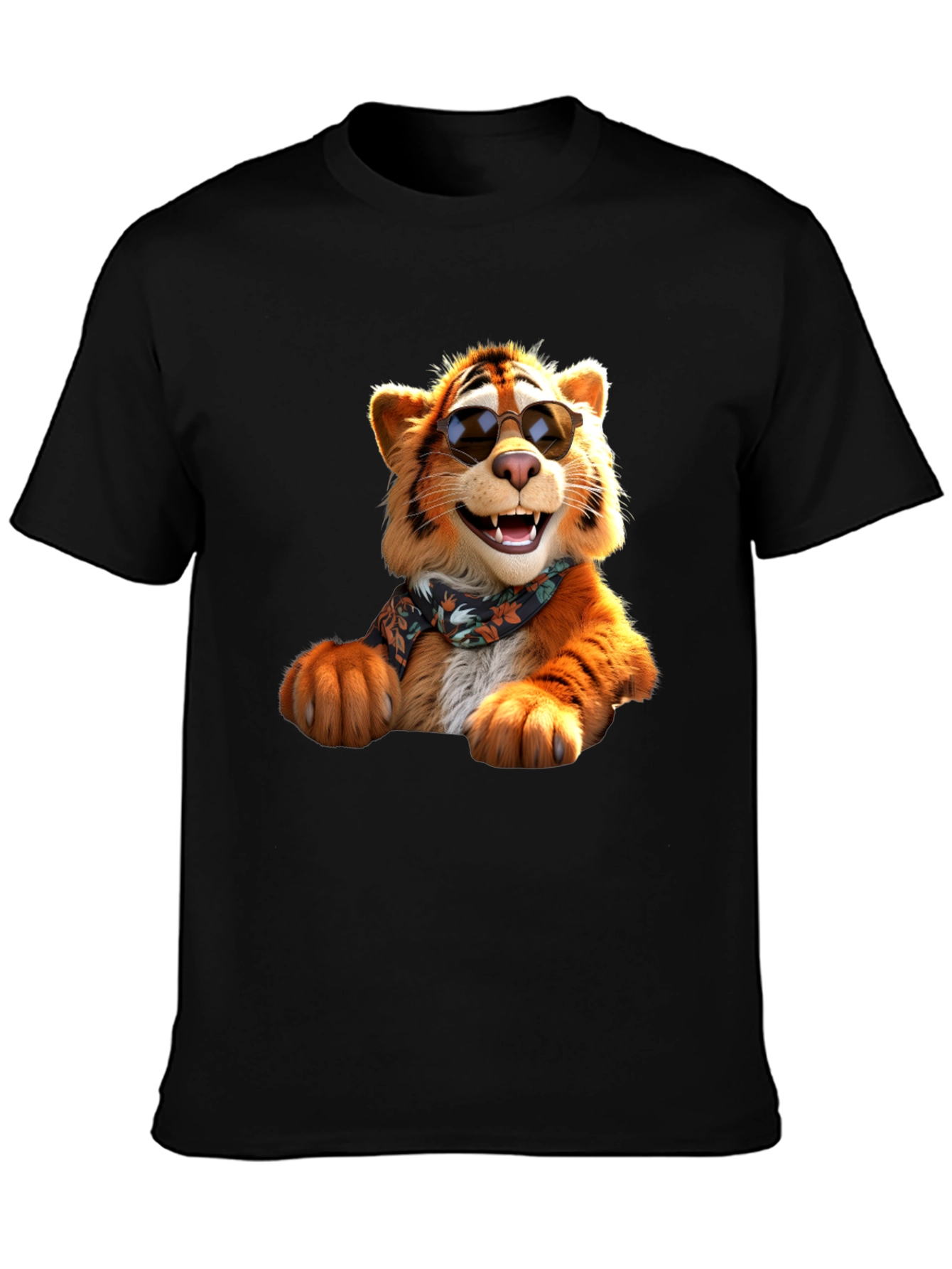 Cool Tiger Graphic Tee - Black Cotton T-Shirt