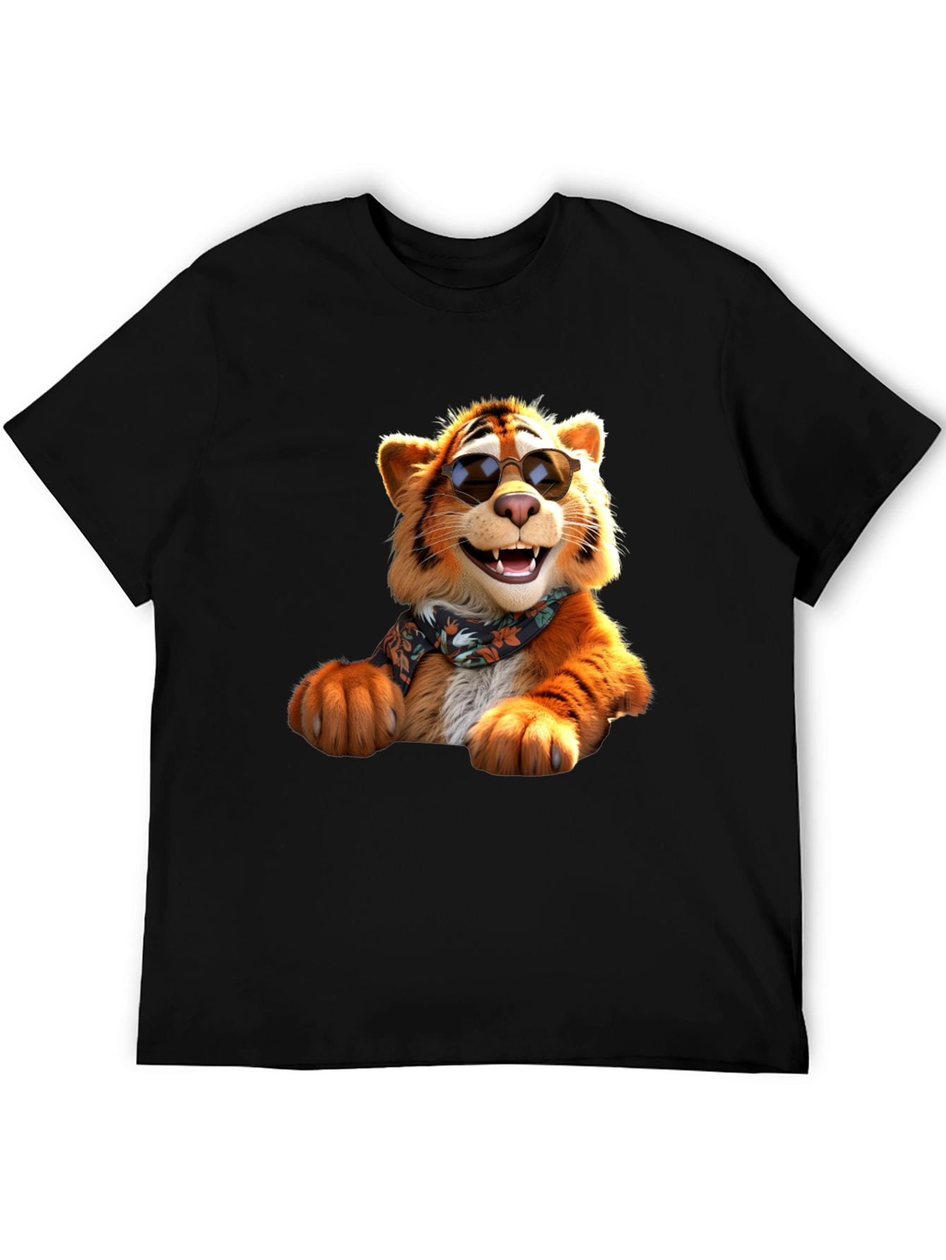 Cool Tiger Graphic Tee - Black Cotton T-Shirt