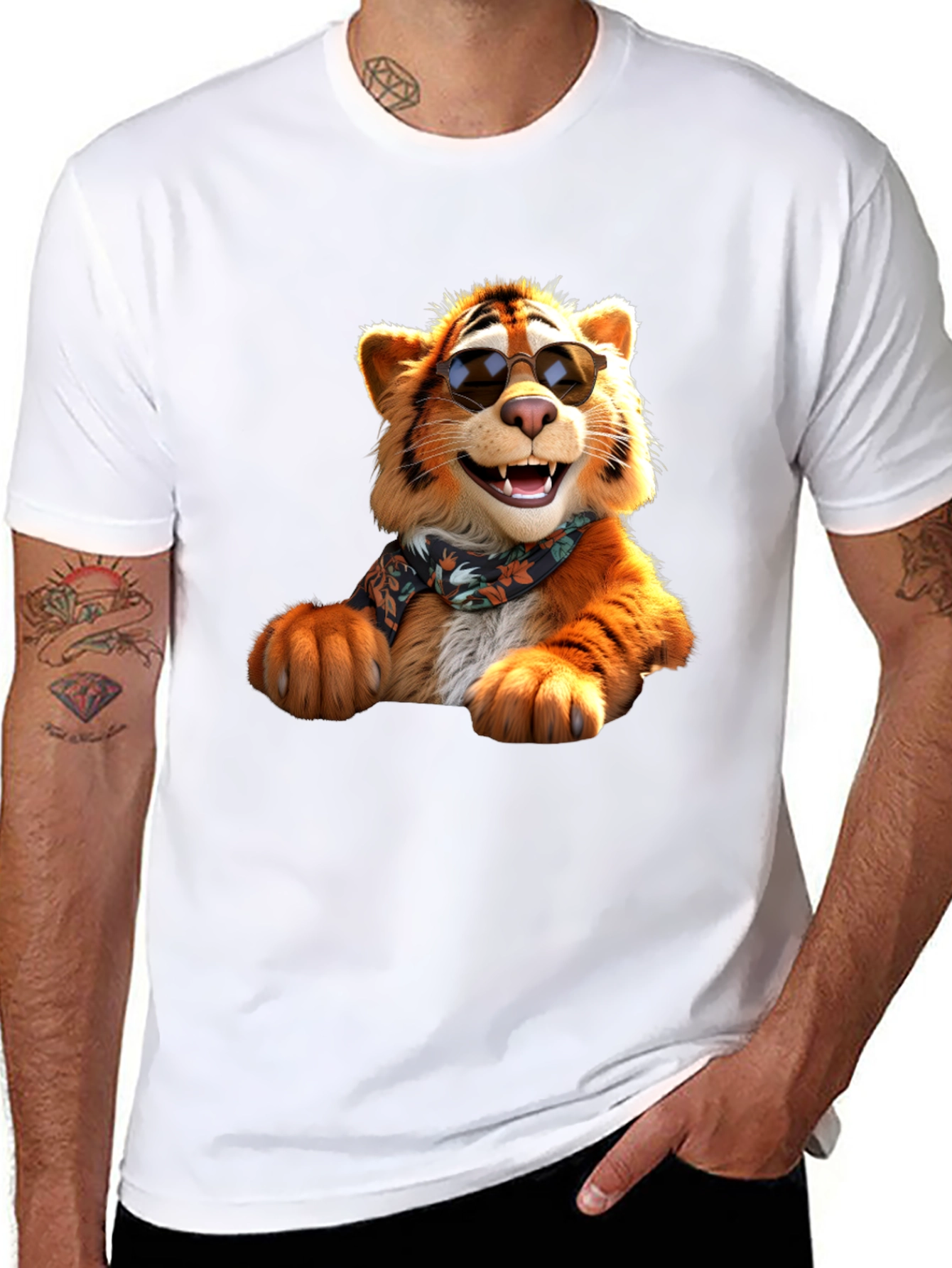 Cool Tiger Graphic Tee - Black Cotton T-Shirt