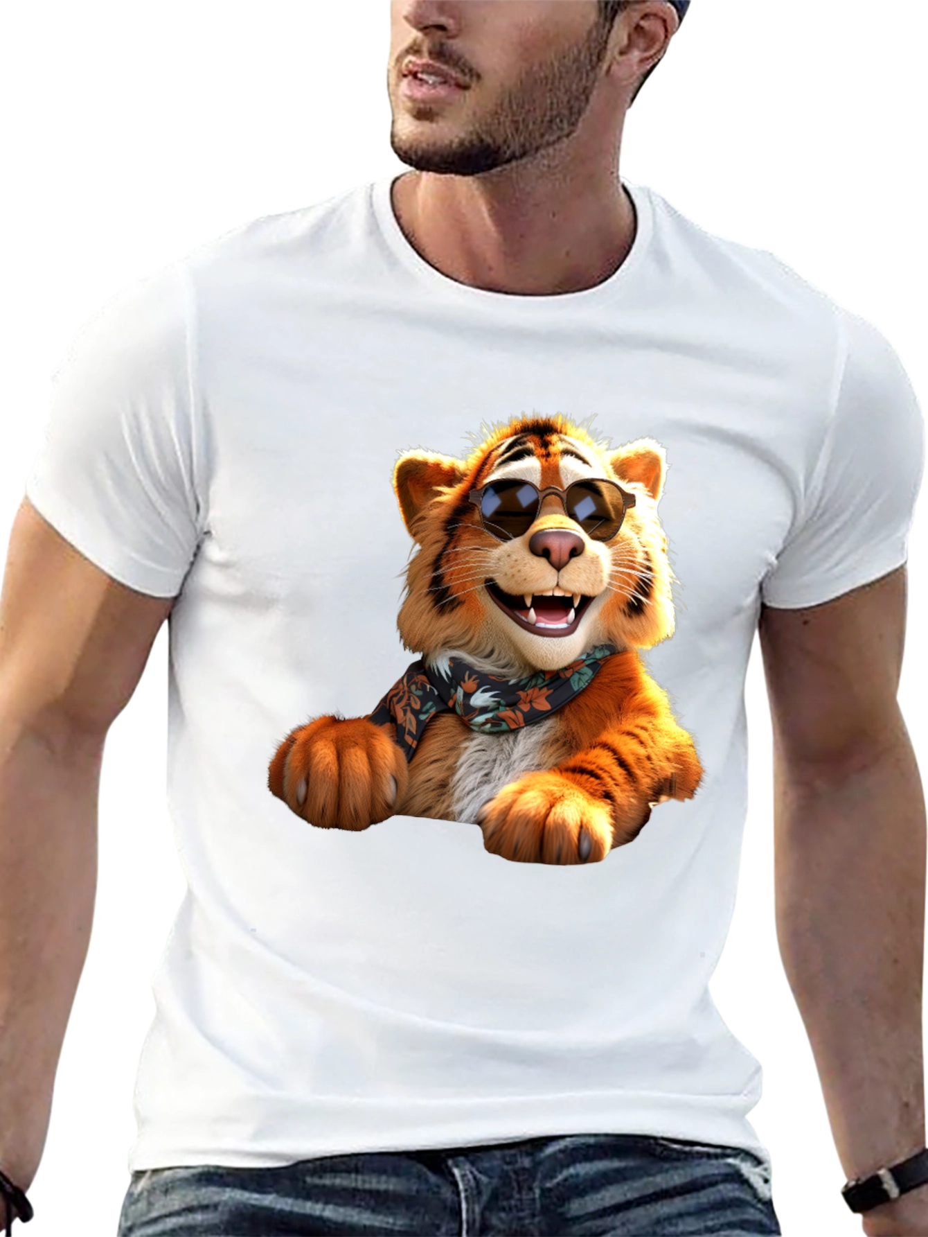 Cool Tiger Graphic Tee - Black Cotton T-Shirt