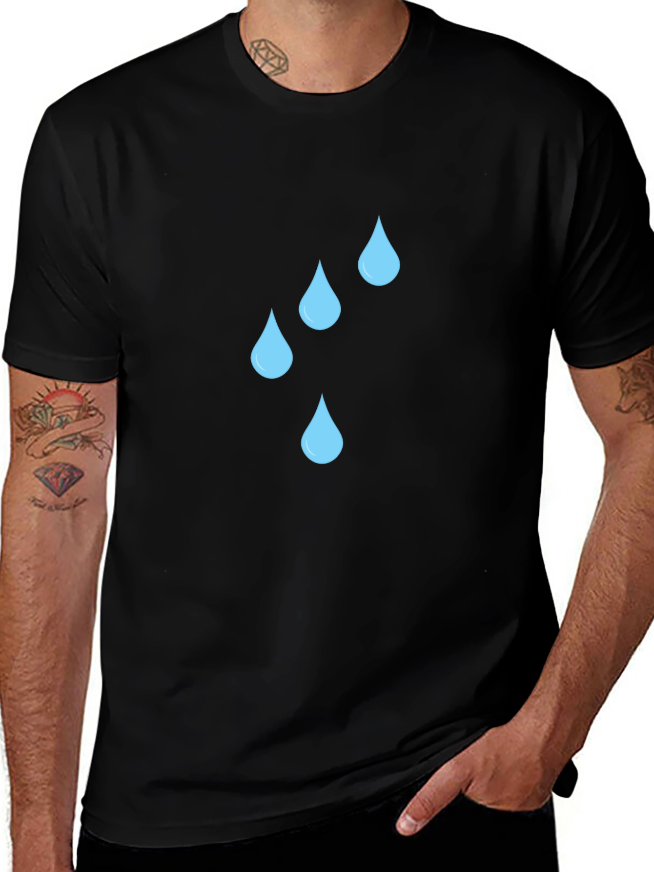 Rain Drops Black T-Shirt