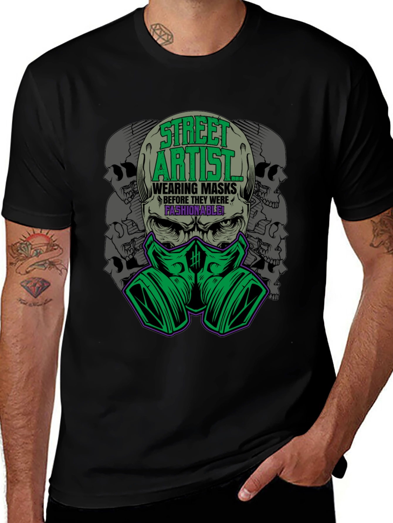 Street Artist Mask T-Shirt - Fashionable & Edgy
