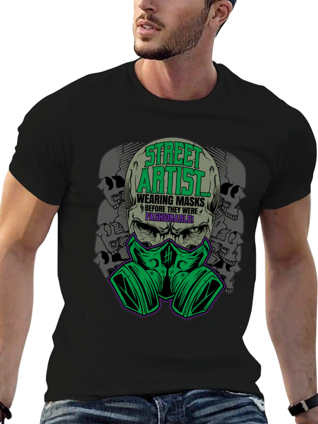 Street Artist Mask T-Shirt - Fashionable & Edgy