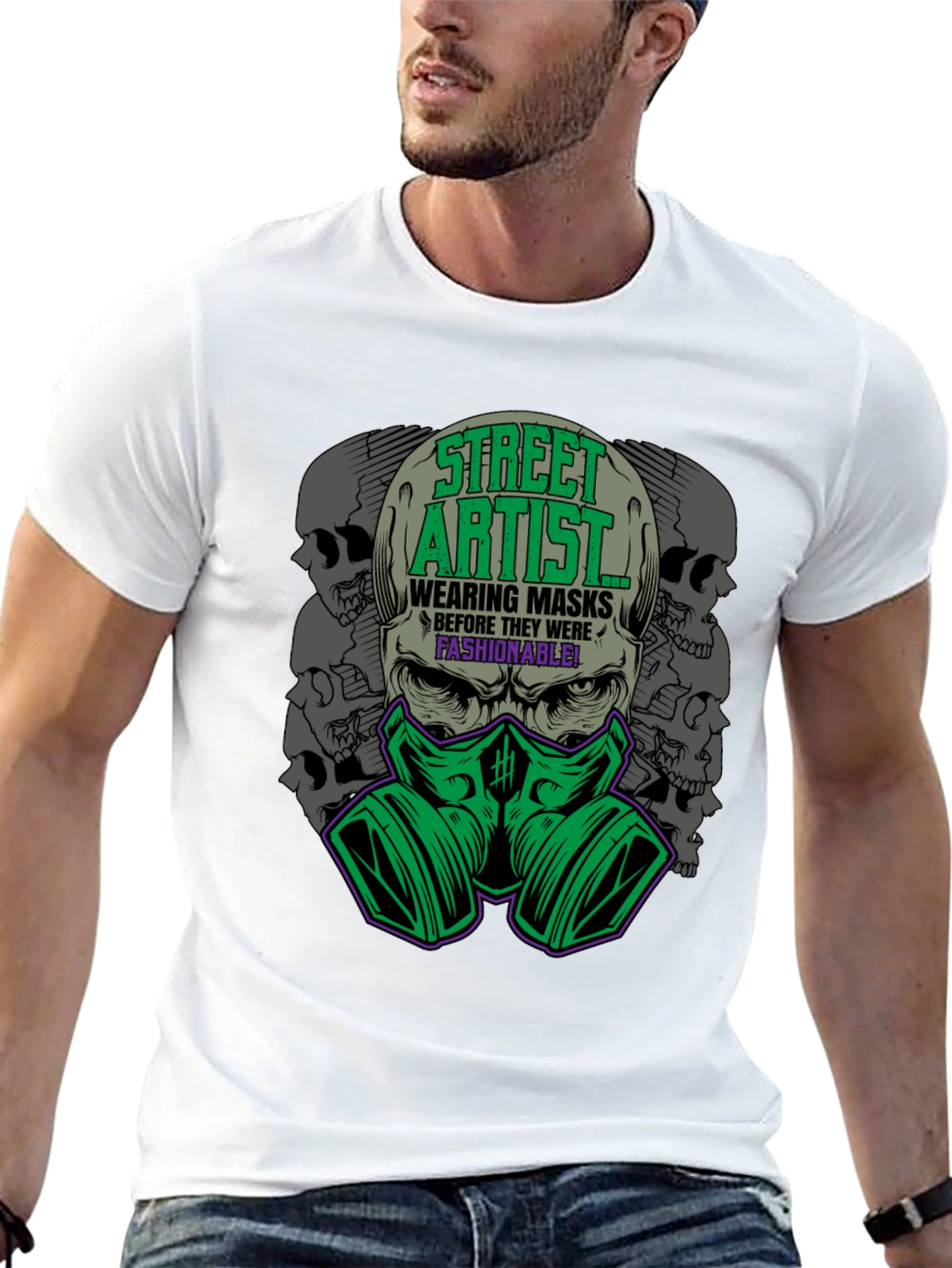 Street Artist Mask T-Shirt - Fashionable & Edgy