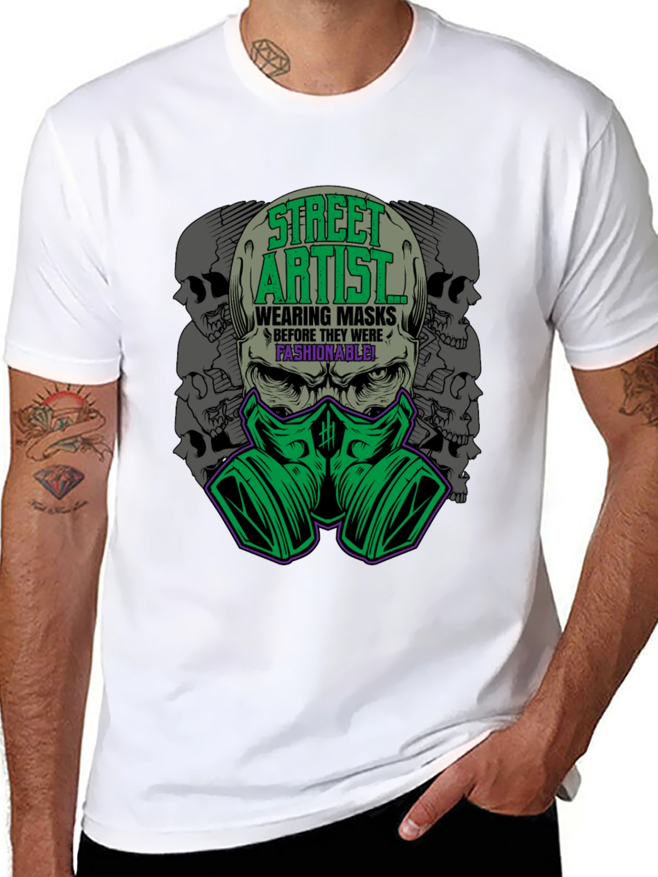 Street Artist Mask T-Shirt - Fashionable & Edgy