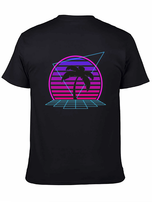 Retro Sunset Palm T-Shirt - 80s Inspired