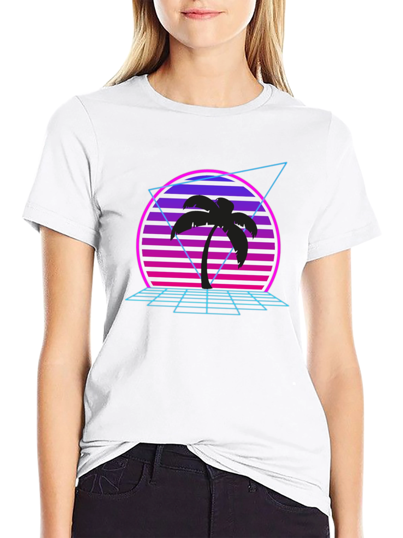 Retro Sunset Palm T-Shirt - 80s Inspired
