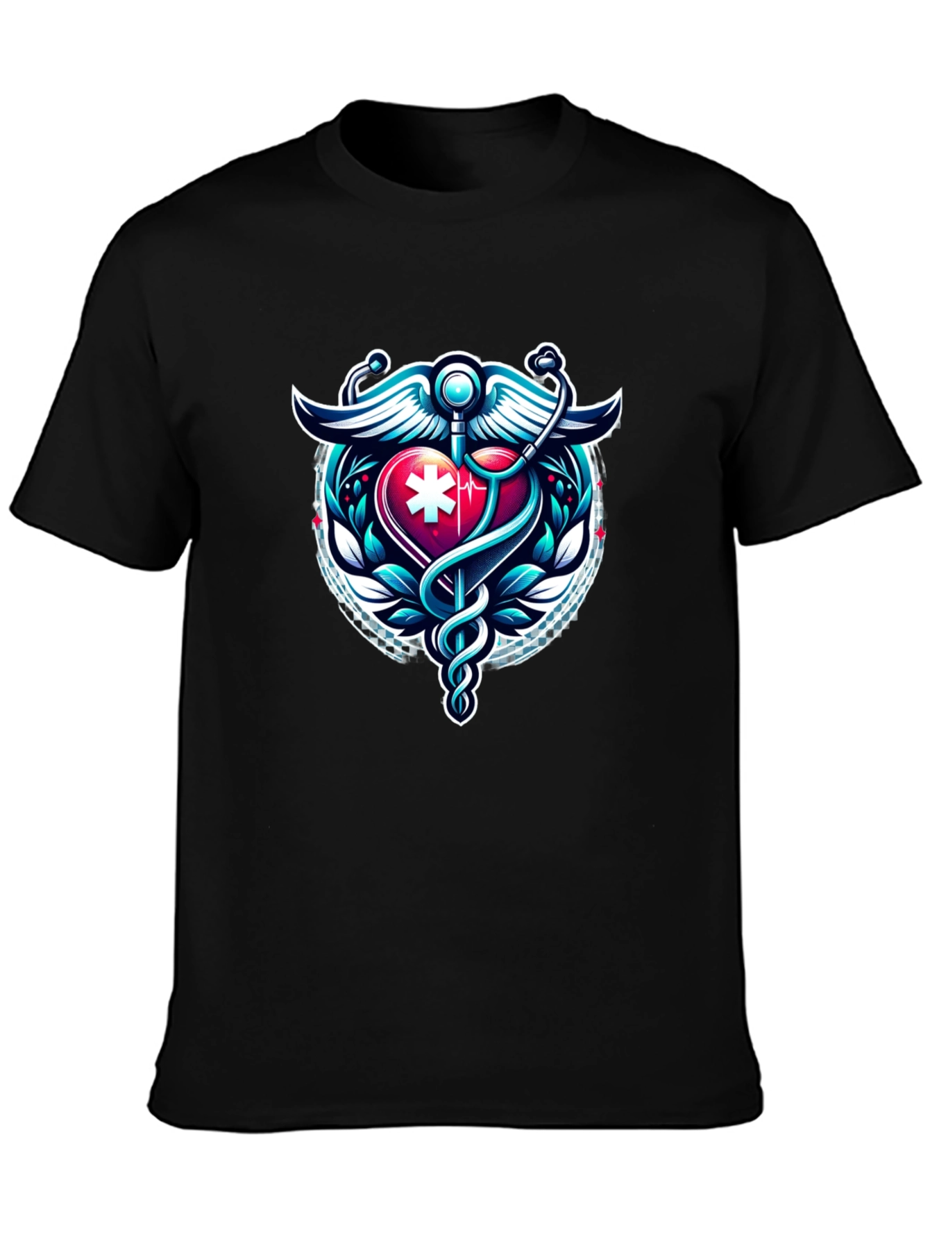 Medical Caduceus Heartbeat Graphic Tee