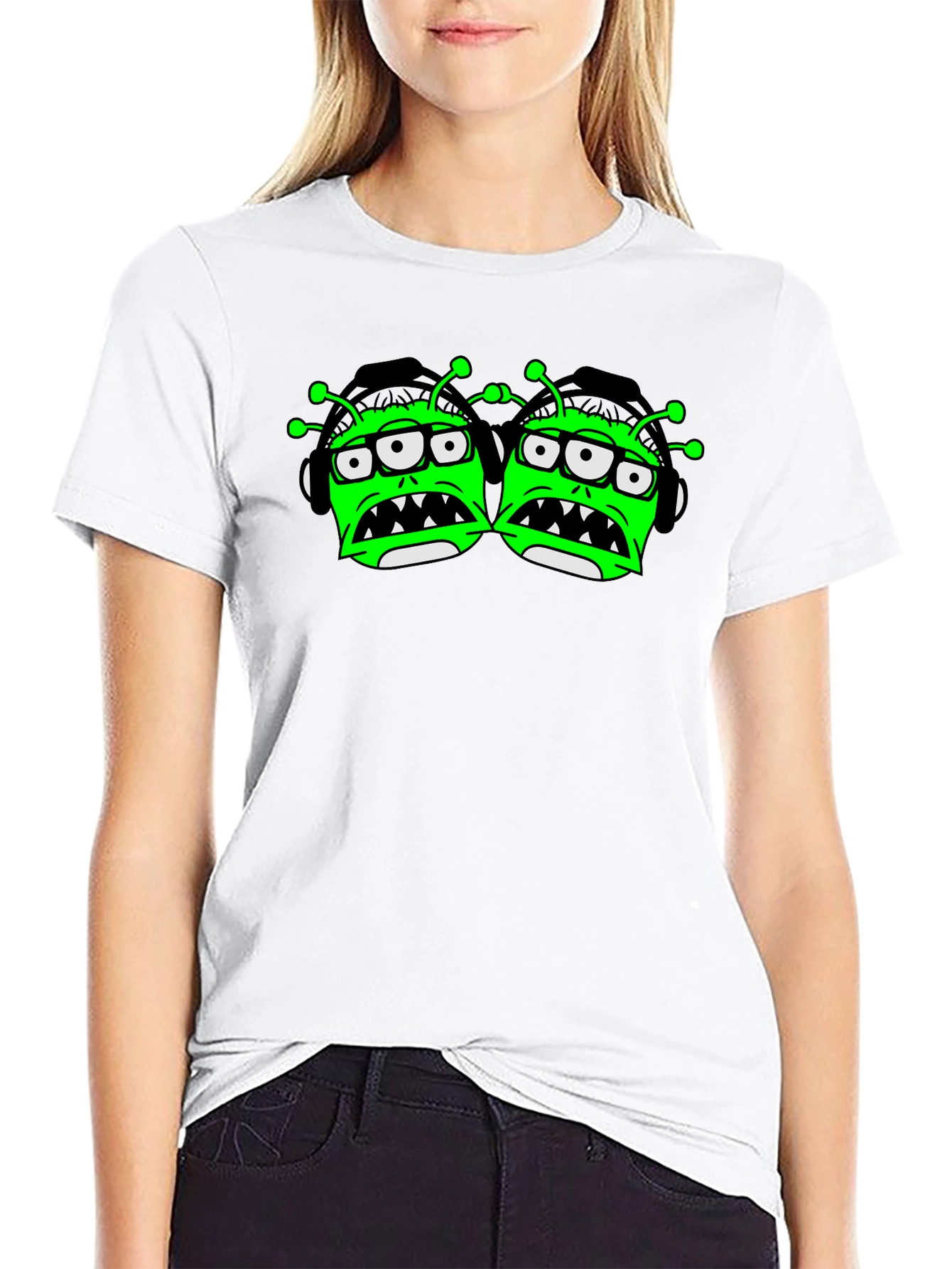 Monster Graphic Print Black T-Shirt