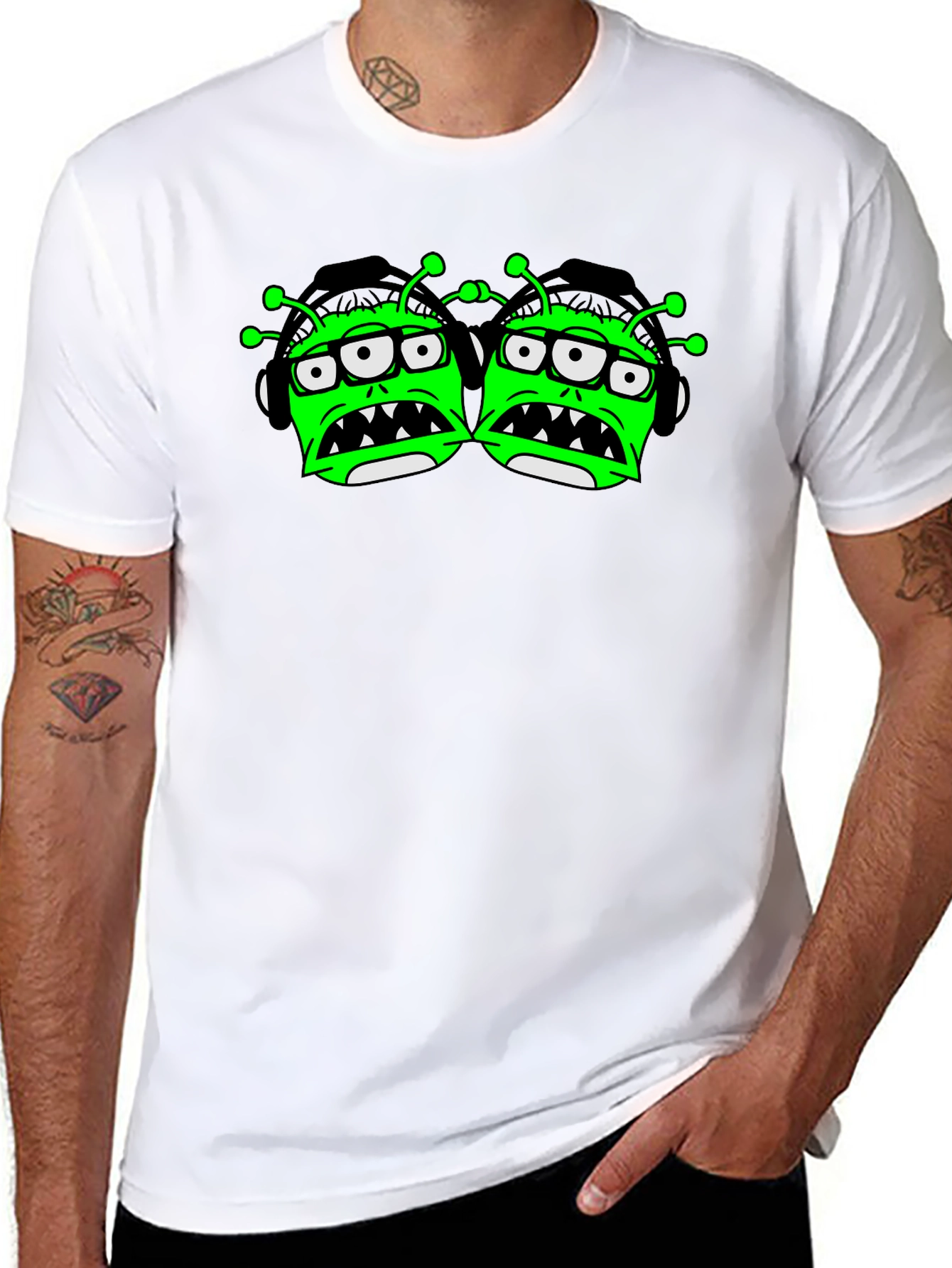 Monster Graphic Print Black T-Shirt