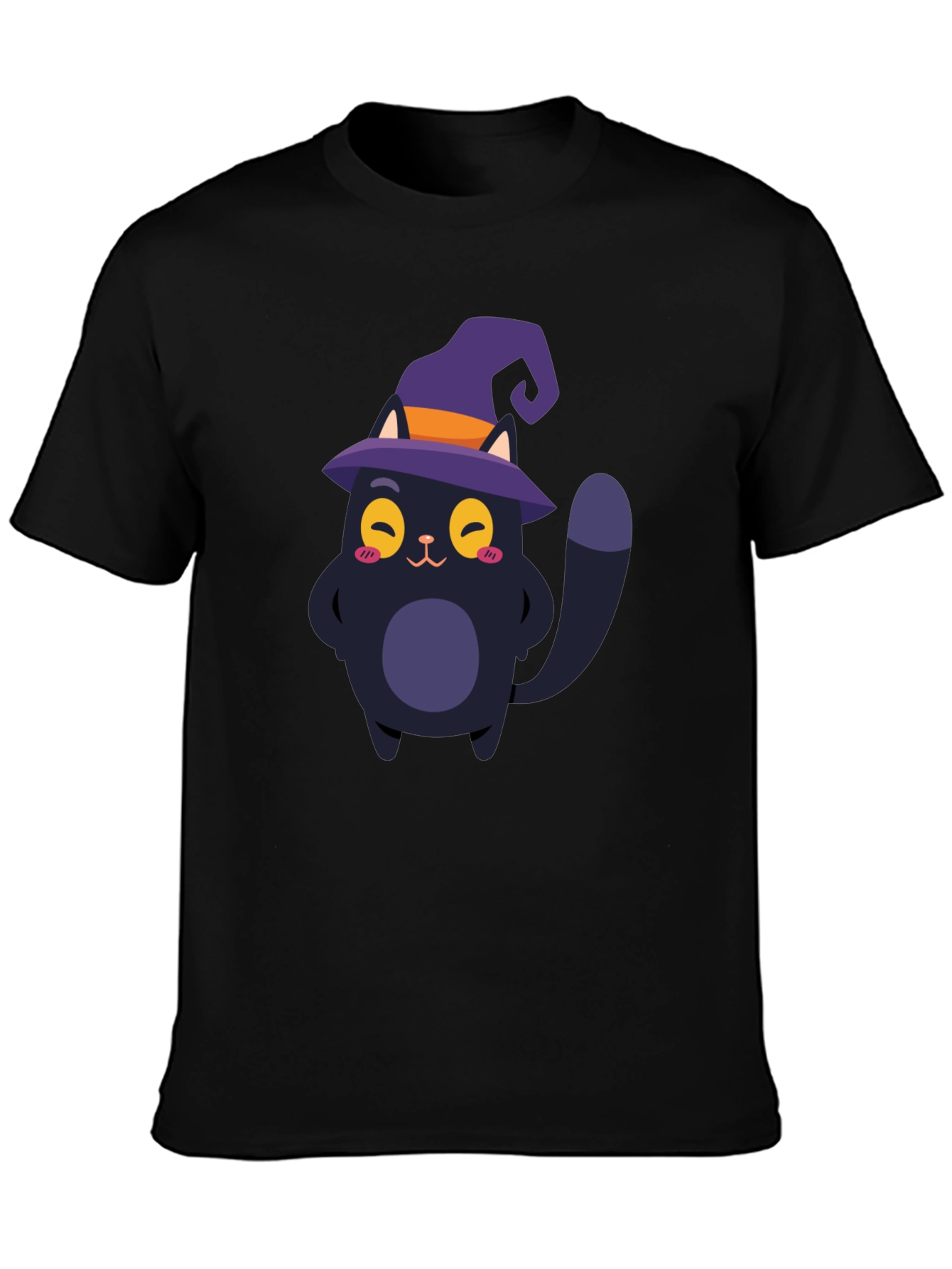 Cute Cat Halloween T-Shirt - Black