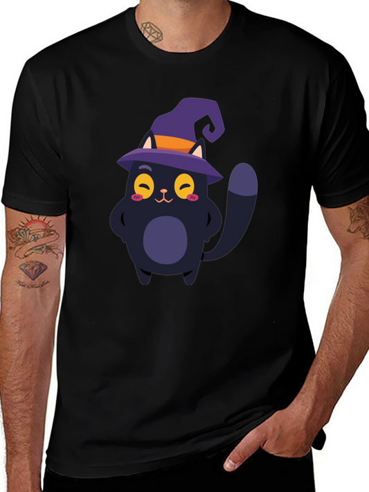 Cute Cat Halloween T-Shirt - Black
