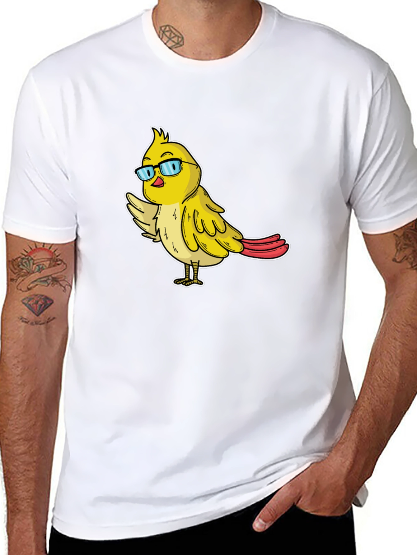 Funny Bird with Glasses Graphic Tee