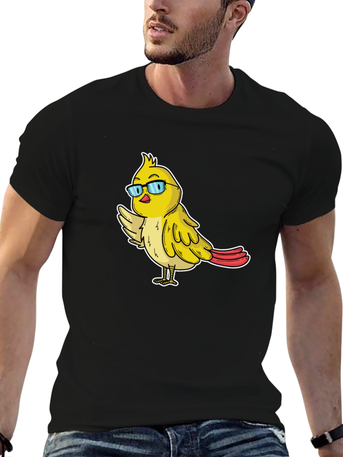 Funny Bird with Glasses Graphic Tee