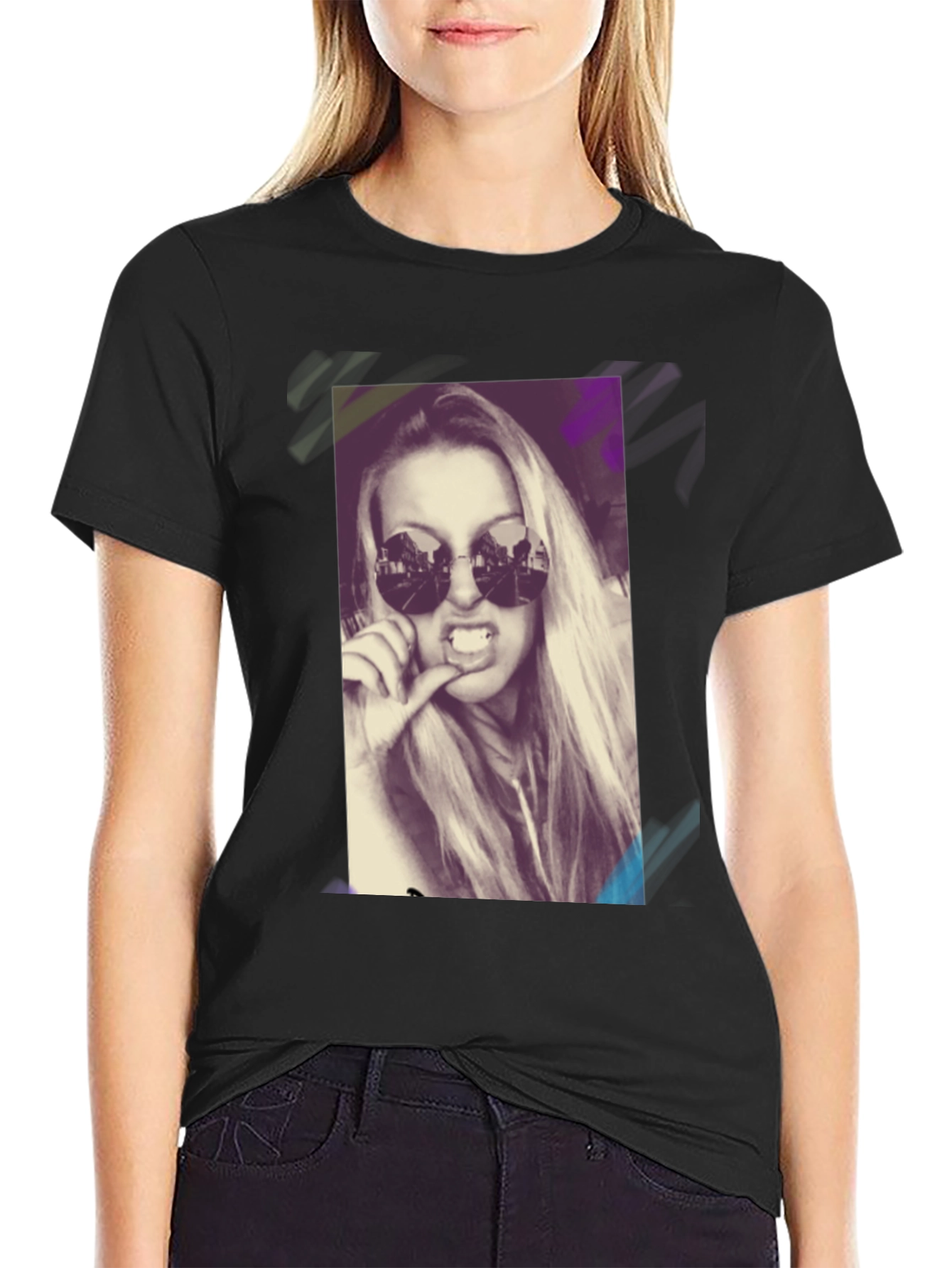 Cool Graphic Tee - Woman with Sunglasses Design