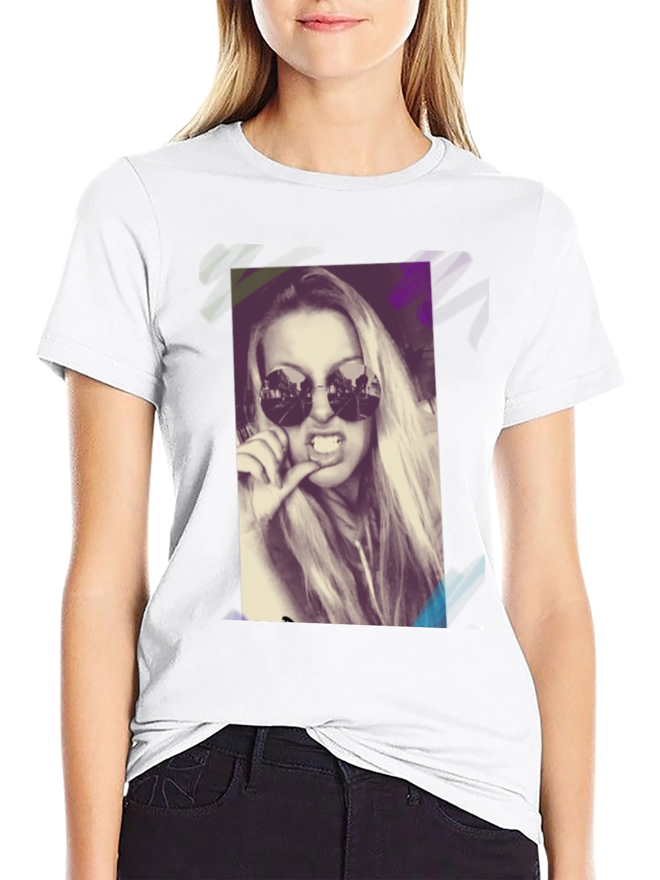Cool Graphic Tee - Woman with Sunglasses Design