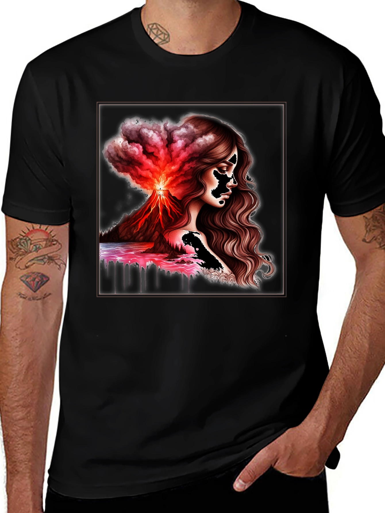 Volcanic Goddess Graphic Tee - Black