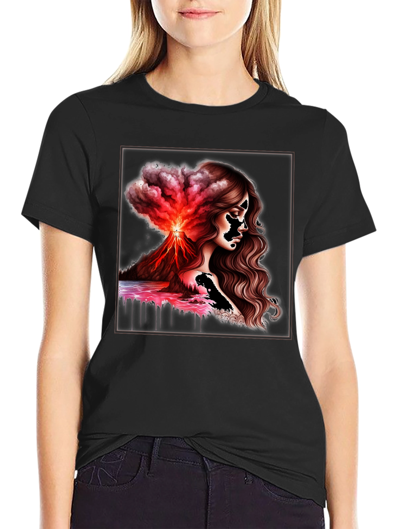 Volcanic Goddess Graphic Tee - Black