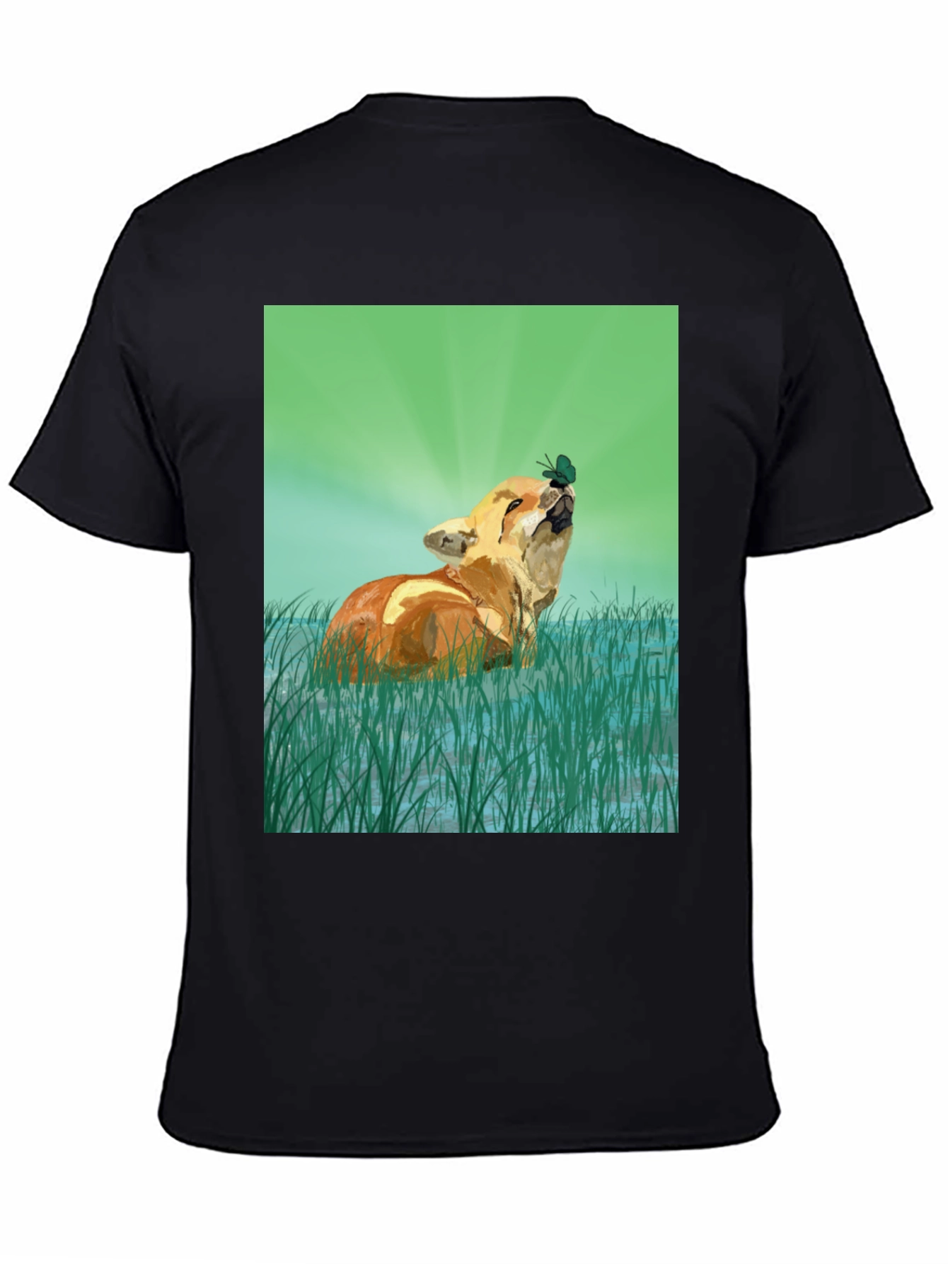 Fox and Butterfly Graphic T-Shirt