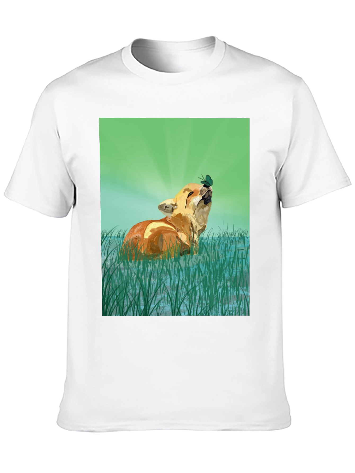 Fox and Butterfly Graphic T-Shirt