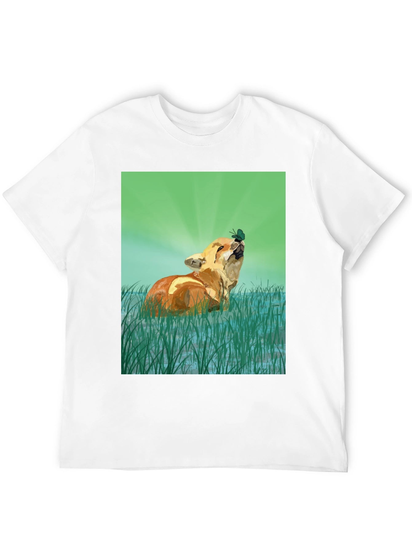 Fox and Butterfly Graphic T-Shirt