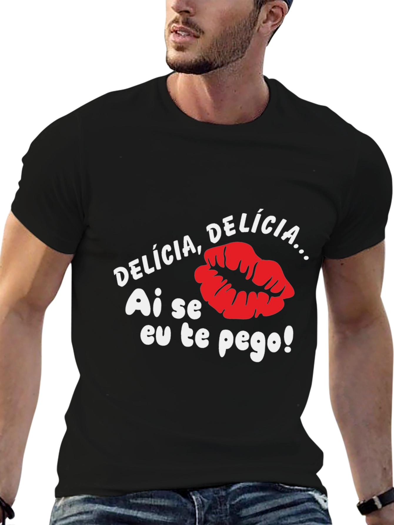 Delicia Lips Black T-Shirt
