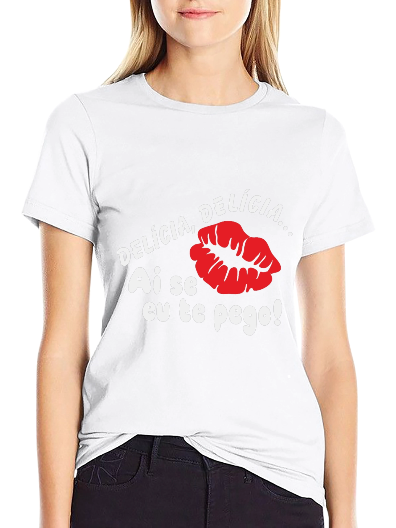 Delicia Lips Black T-Shirt