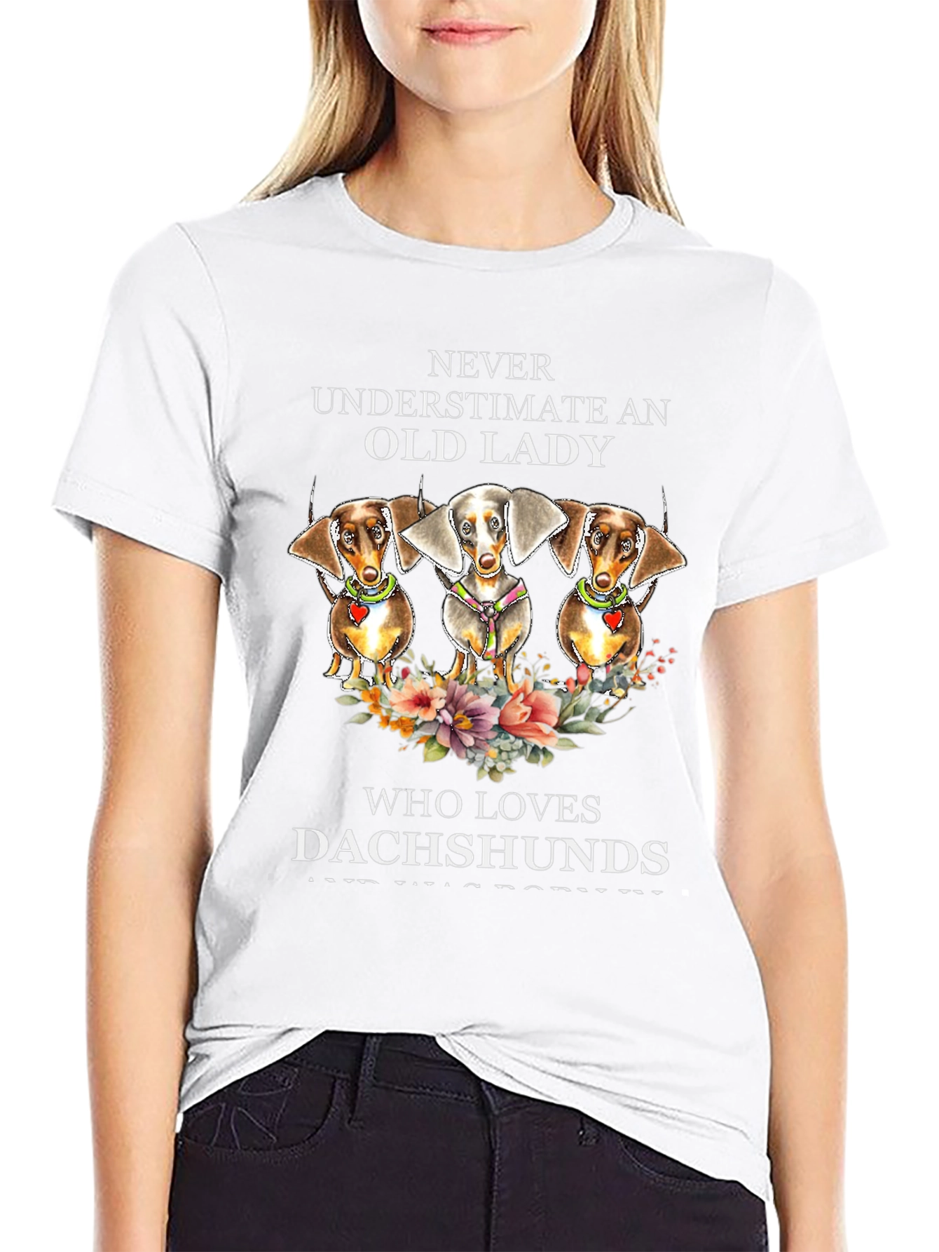Dachshund Lover T-Shirt - Never Underestimate Old Lady