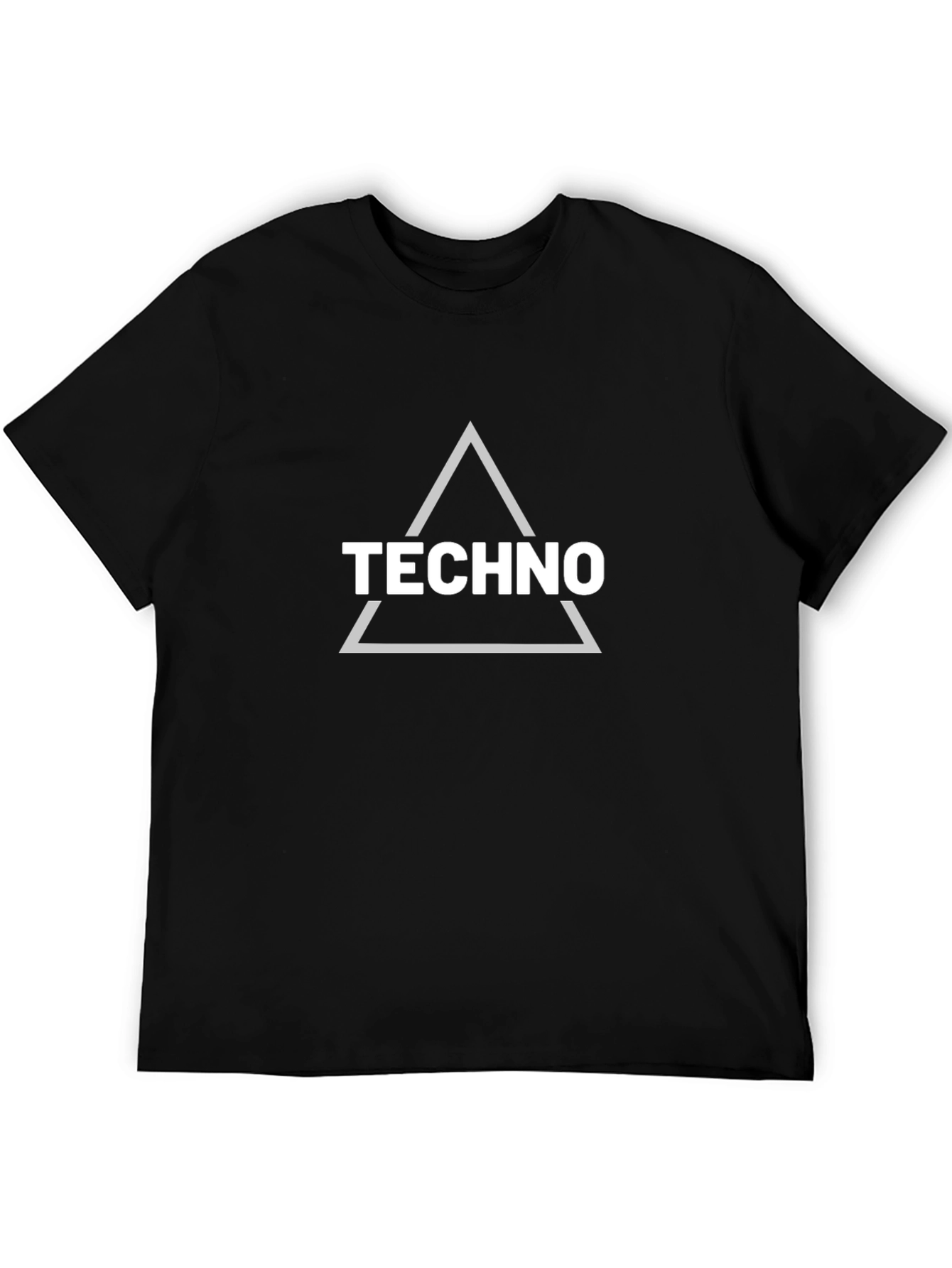 Techno Music Triangle Graphic T-Shirt - Black