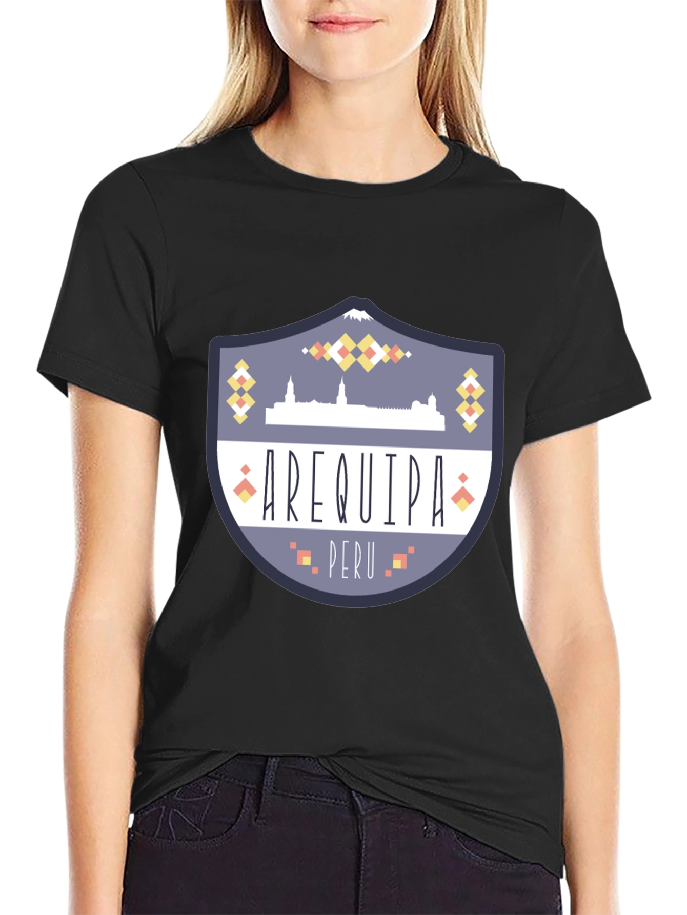 Arequipa Peru Graphic Tee - Black Crew Neck T-Shirt