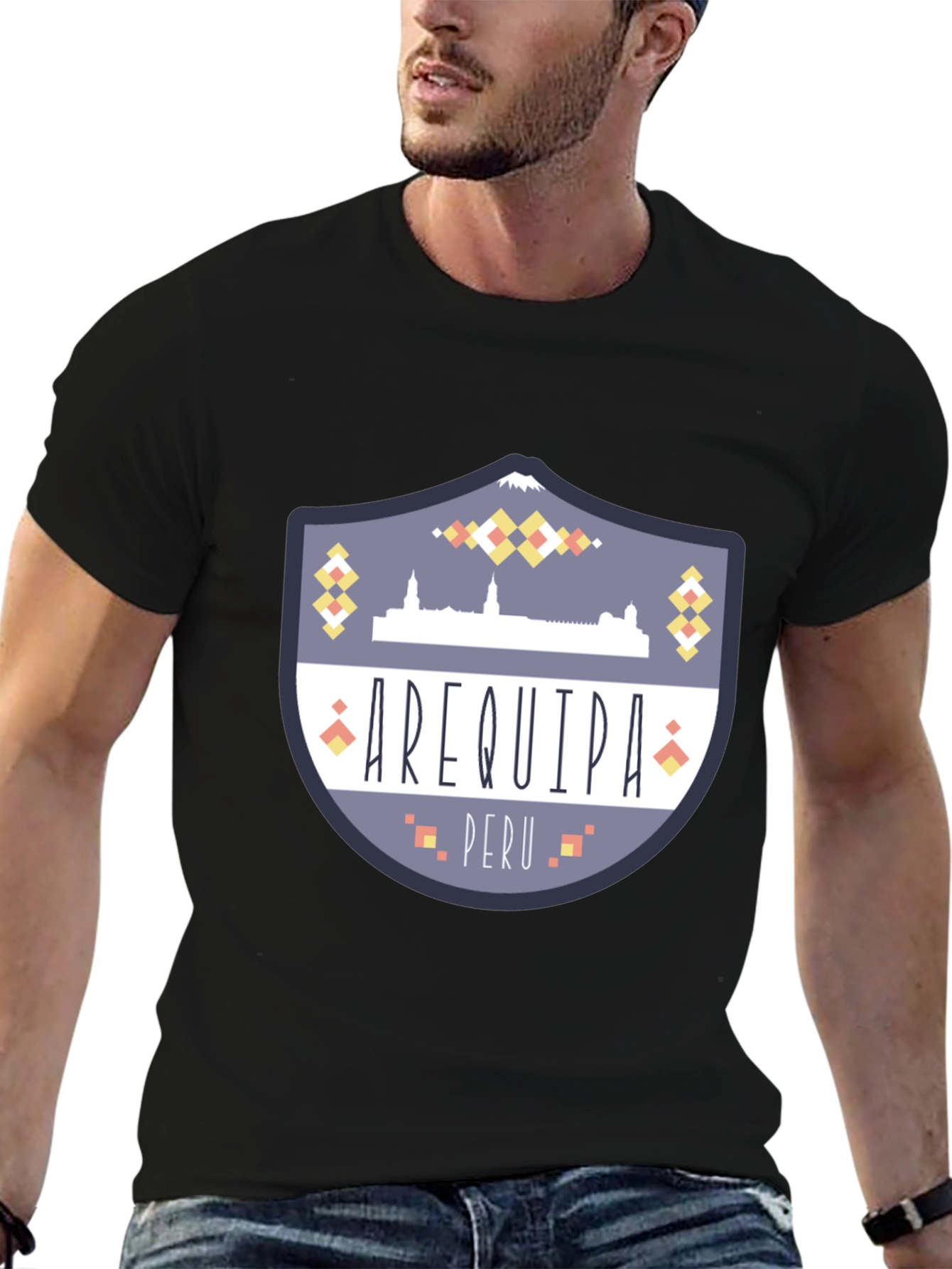 Arequipa Peru Graphic Tee - Black Crew Neck T-Shirt