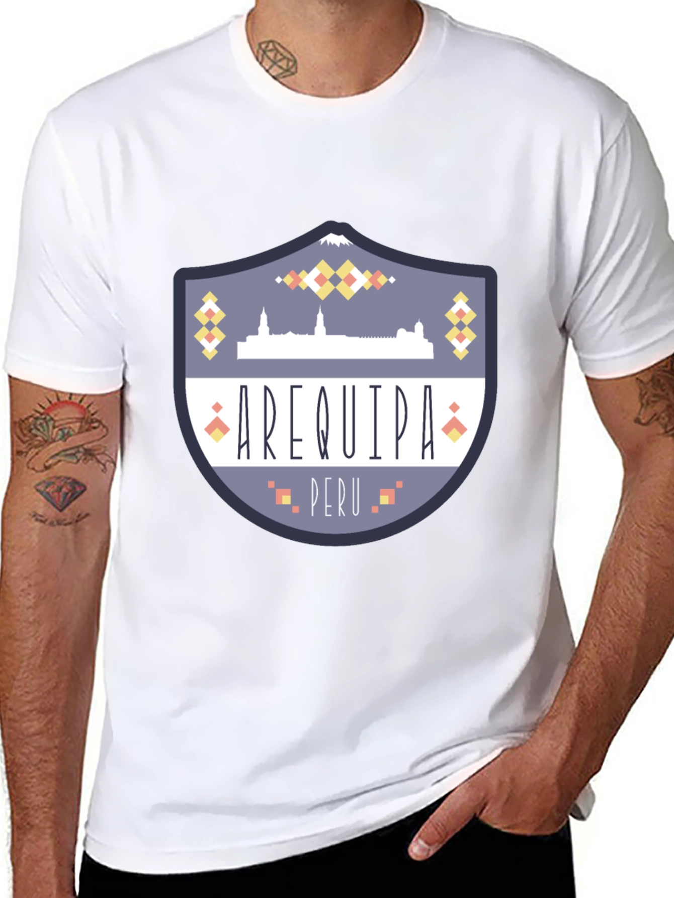 Arequipa Peru Graphic Tee - Black Crew Neck T-Shirt