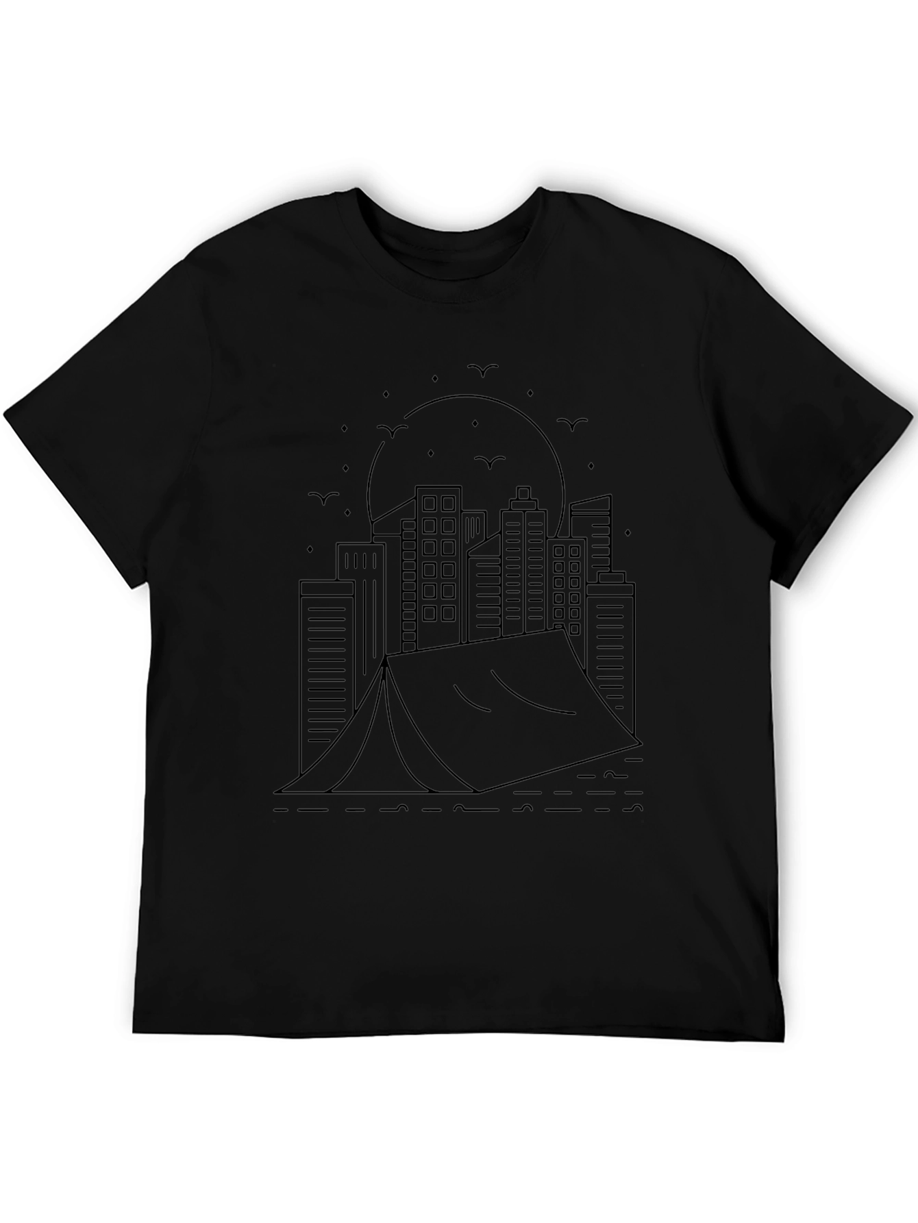 Urban Camping Graphic Tee - Black Cotton T-Shirt