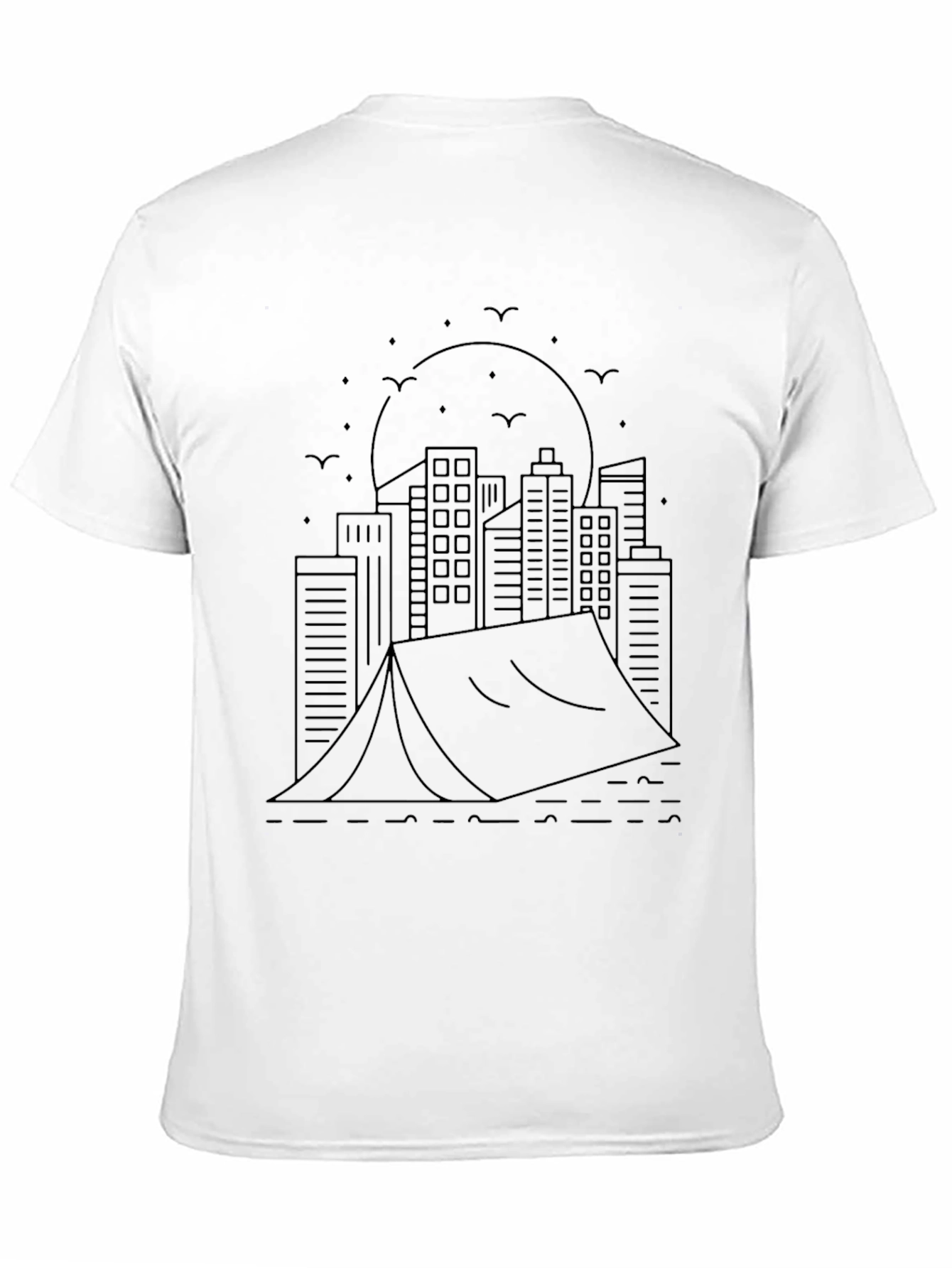Urban Camping Graphic Tee - Black Cotton T-Shirt