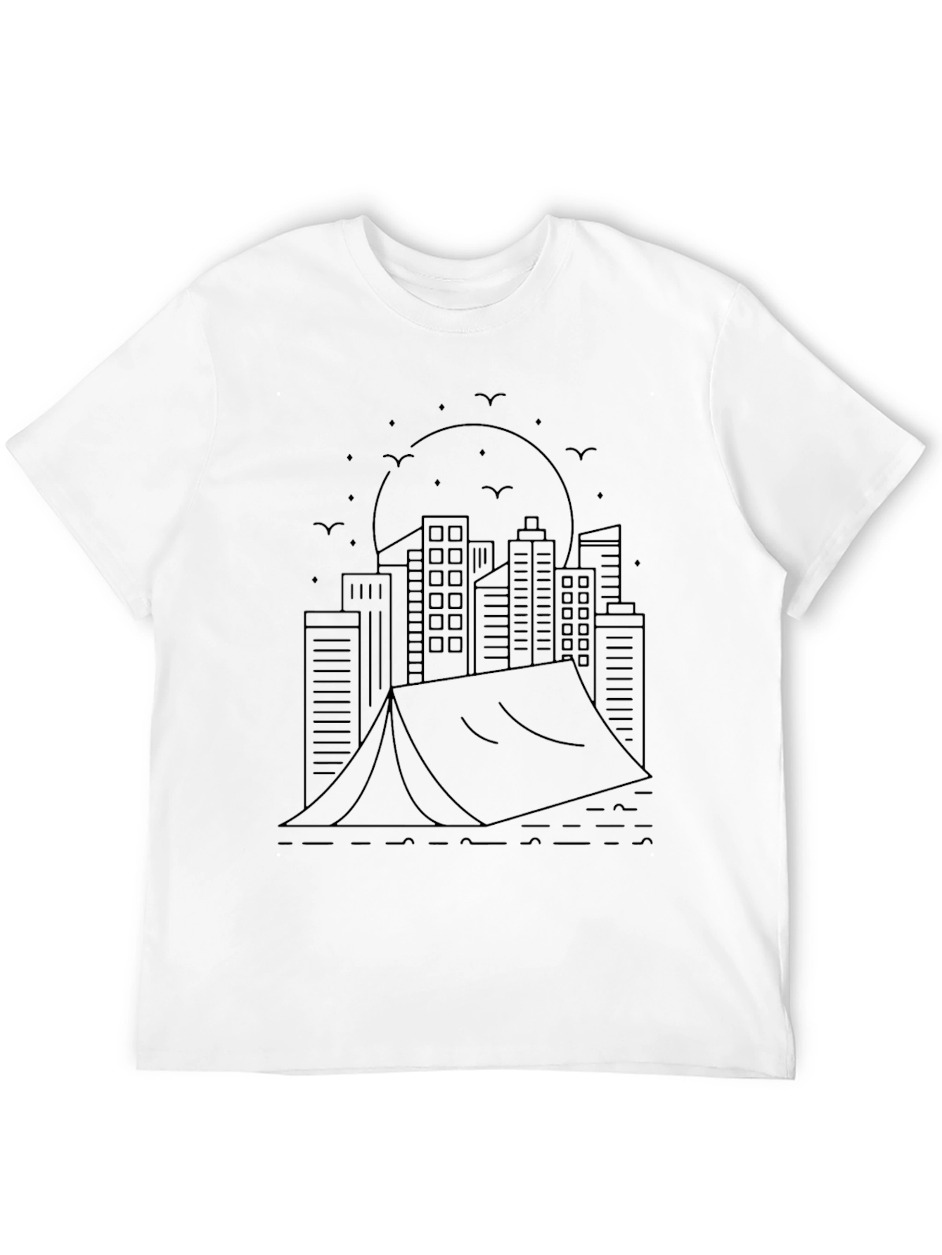 Urban Camping Graphic Tee - Black Cotton T-Shirt