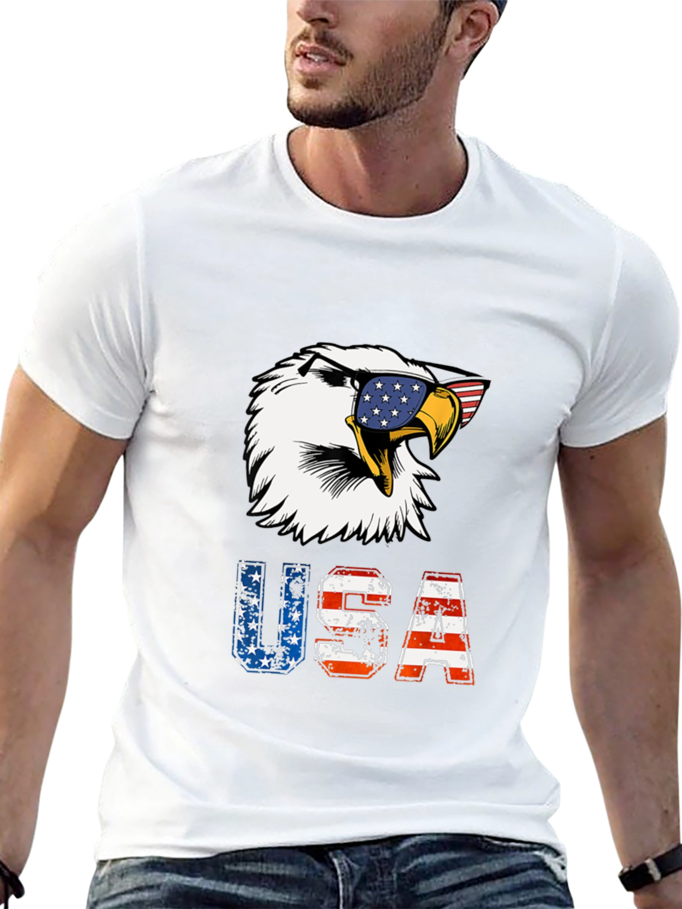 Patriotic Eagle USA Graphic T-Shirt
