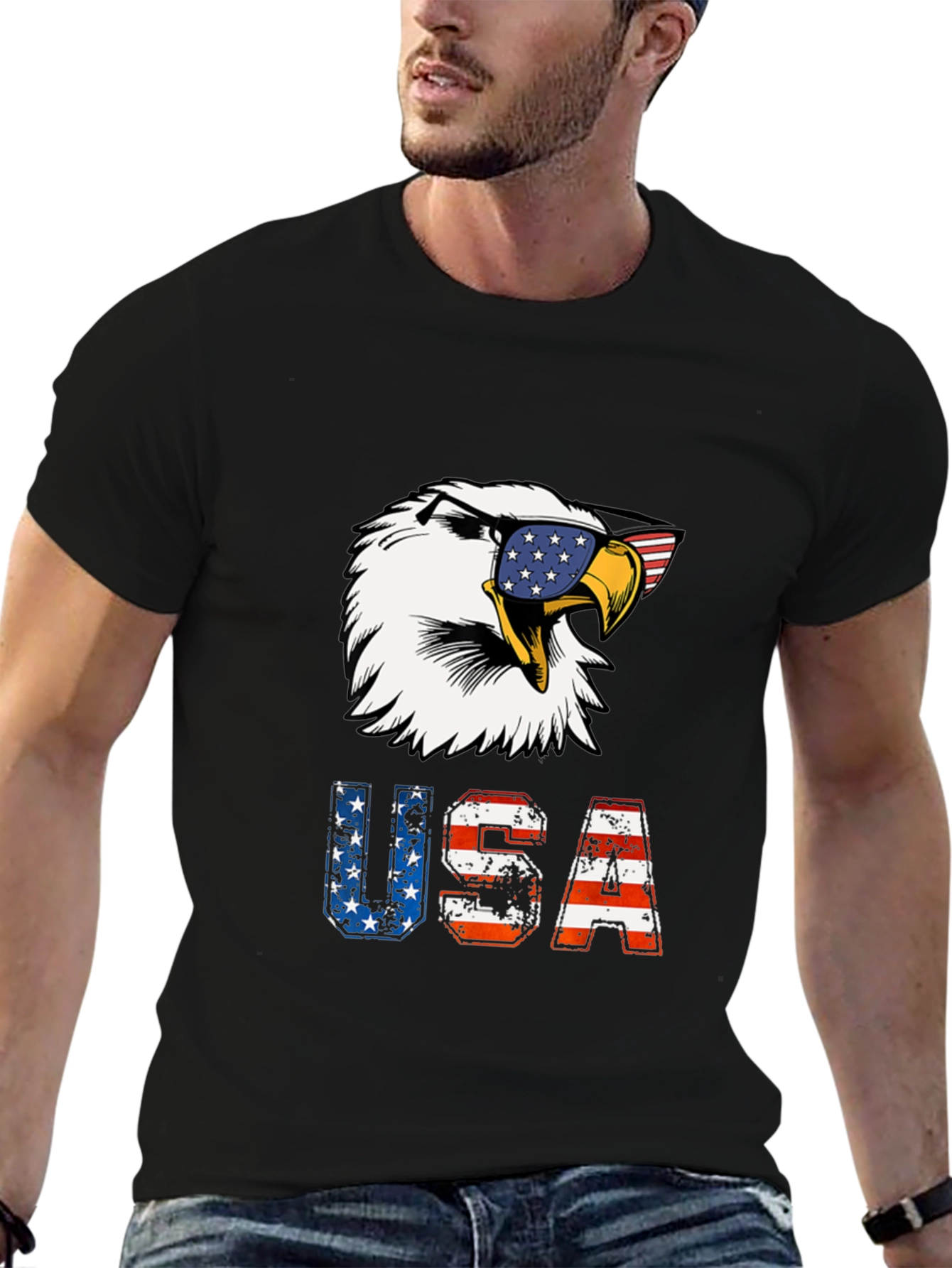 Patriotic Eagle USA Graphic T-Shirt