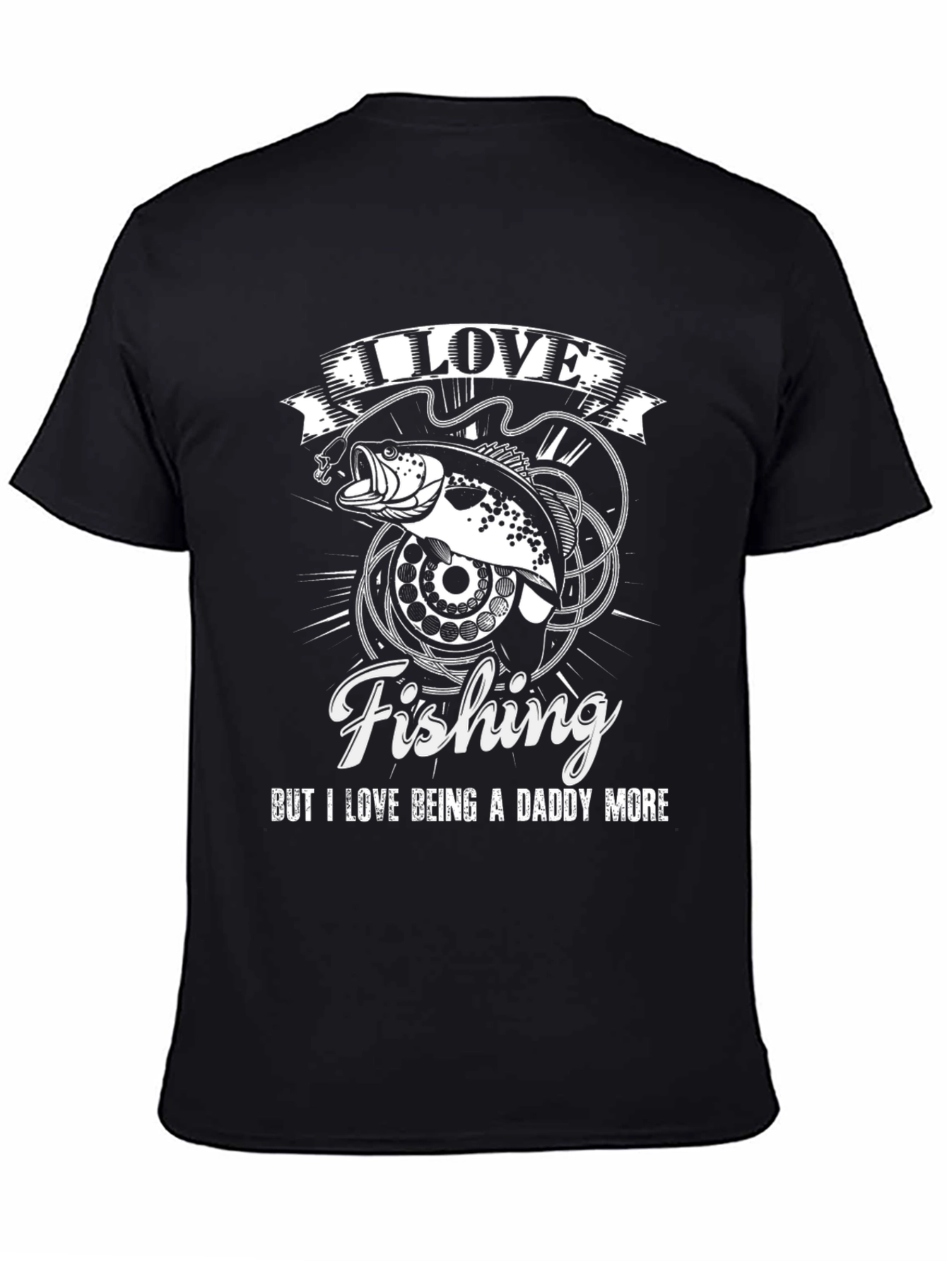 I Love Fishing Daddy T-Shirt - Black Mens