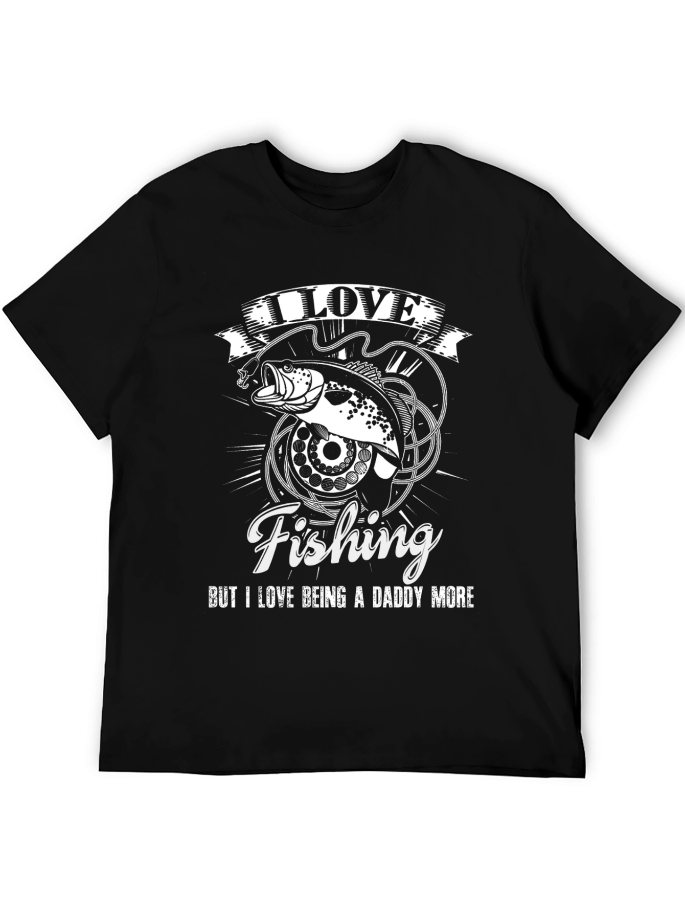 I Love Fishing Daddy T-Shirt - Black Mens