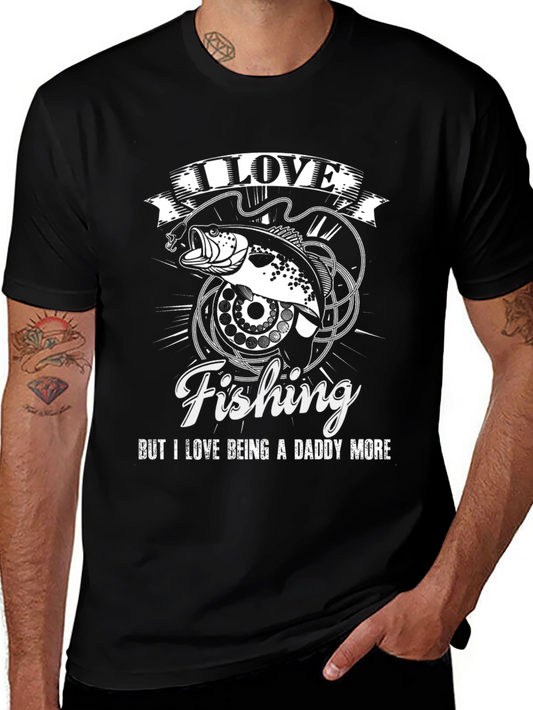 I Love Fishing Daddy T-Shirt - Black Mens