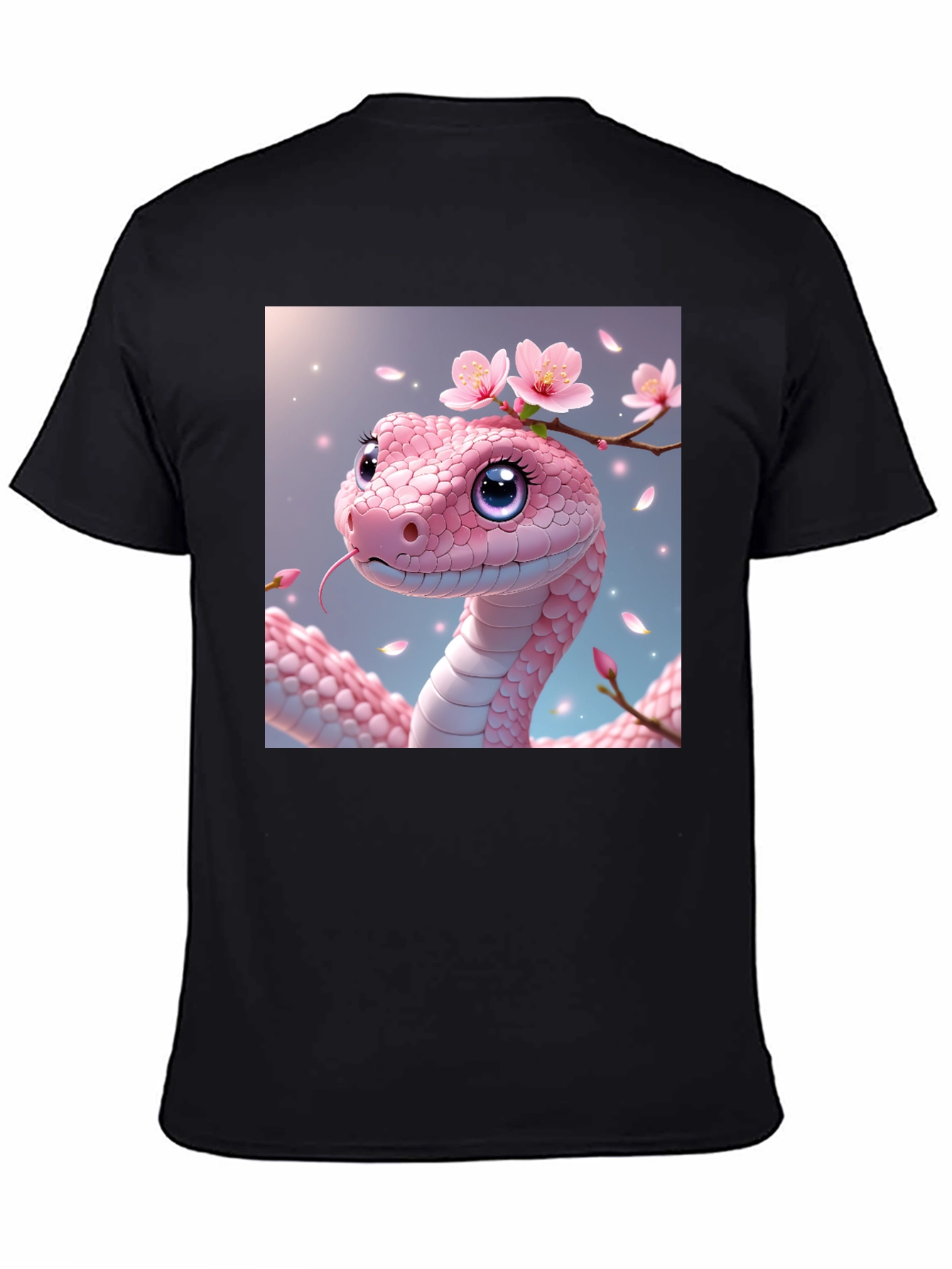 Pink Snake with Flowers Graphic T-Shirt