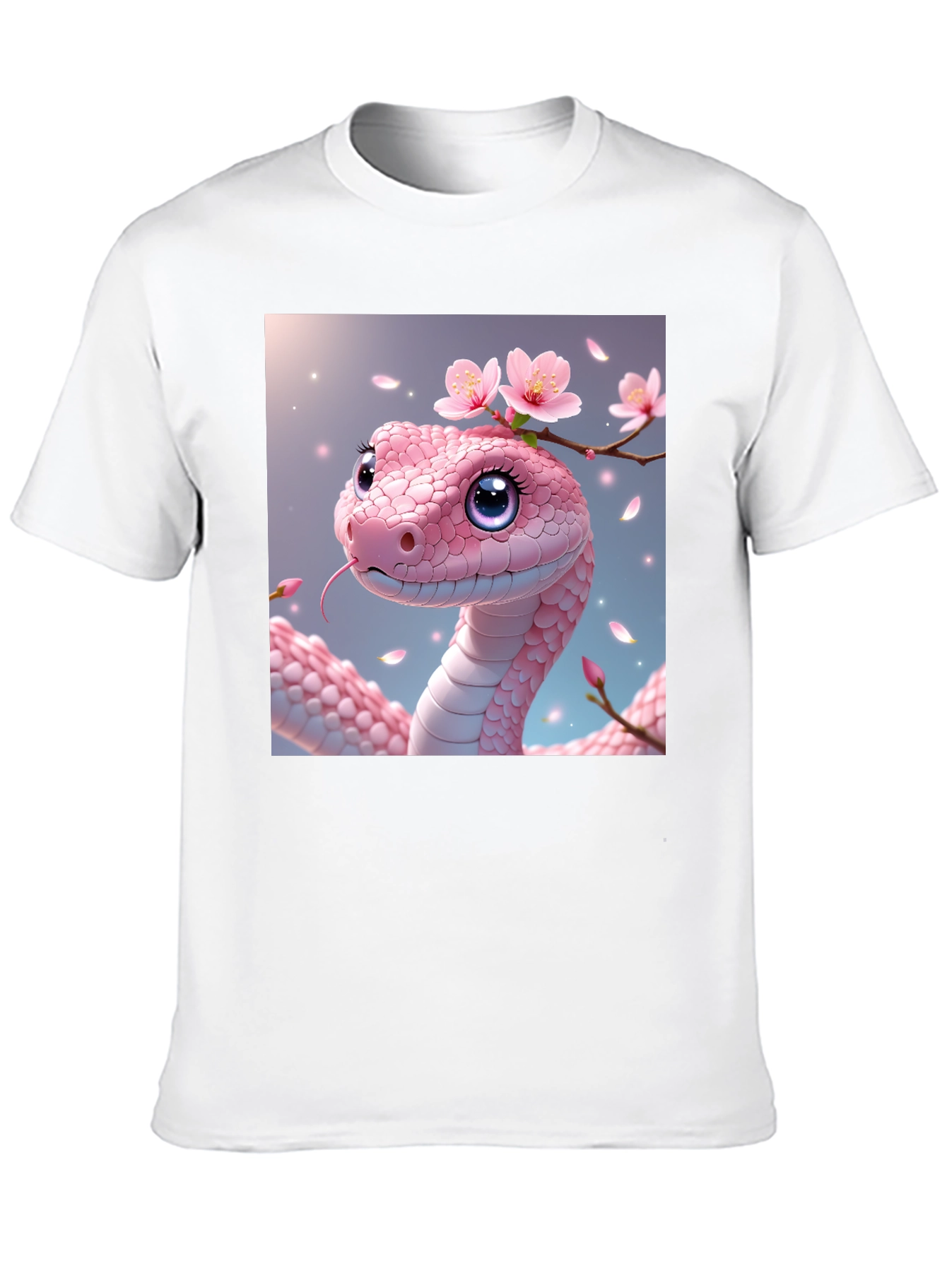 Pink Snake with Flowers Graphic T-Shirt