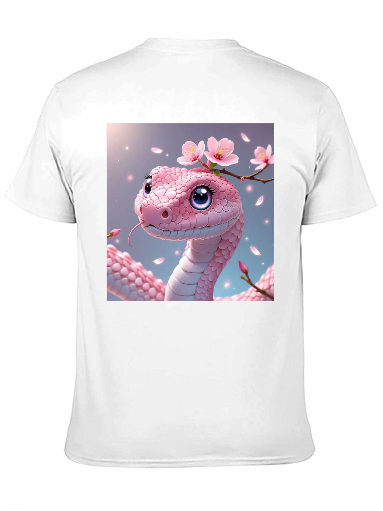 Pink Snake with Flowers Graphic T-Shirt