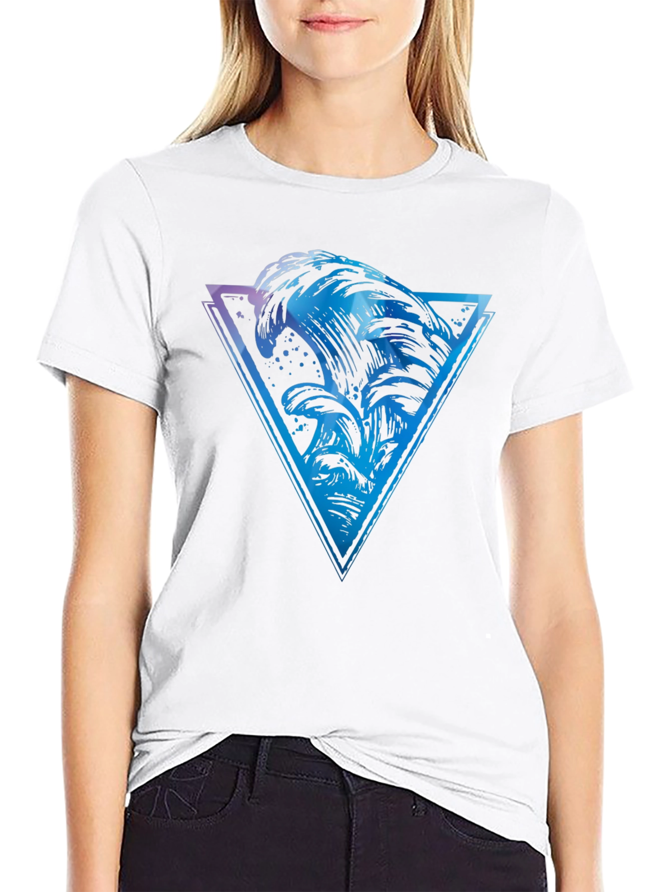 Abstract Wave Triangle Graphic Tee