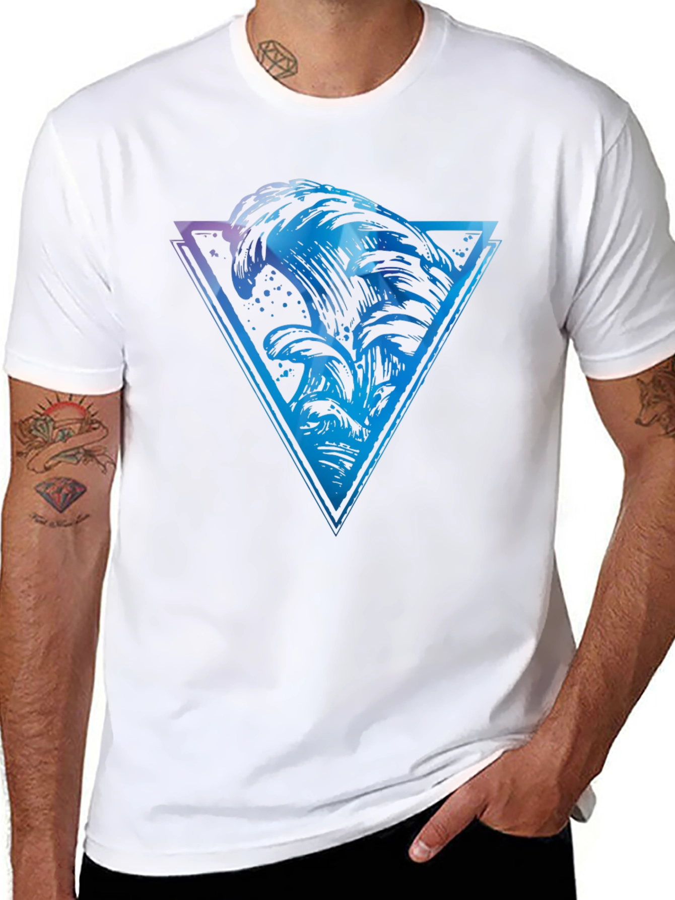 Abstract Wave Triangle Graphic Tee