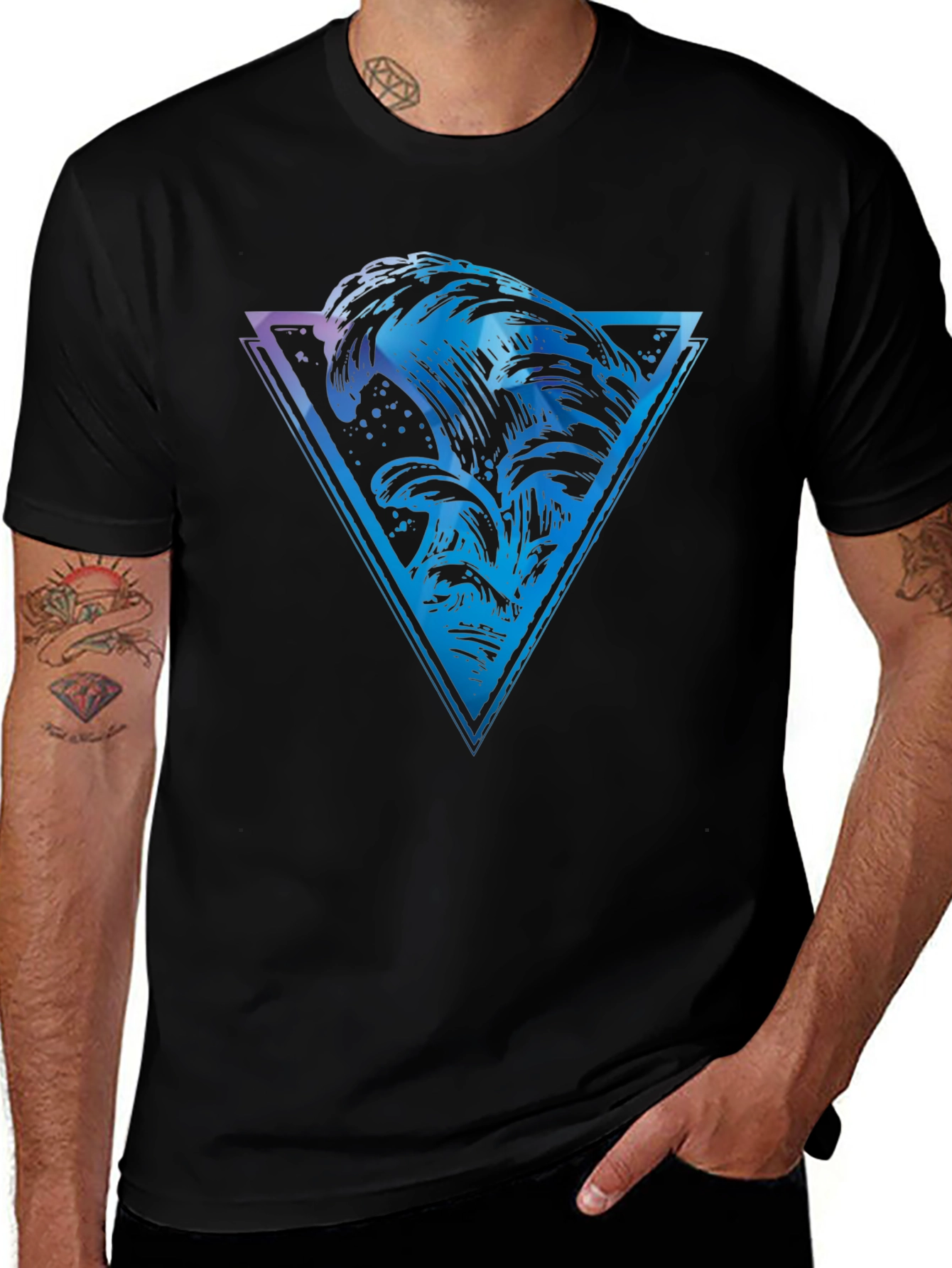 Abstract Wave Triangle Graphic Tee