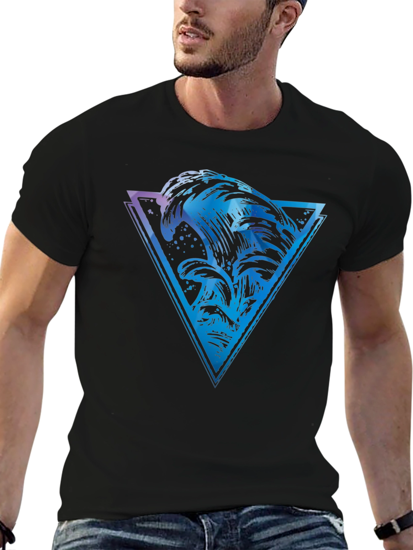 Abstract Wave Triangle Graphic Tee